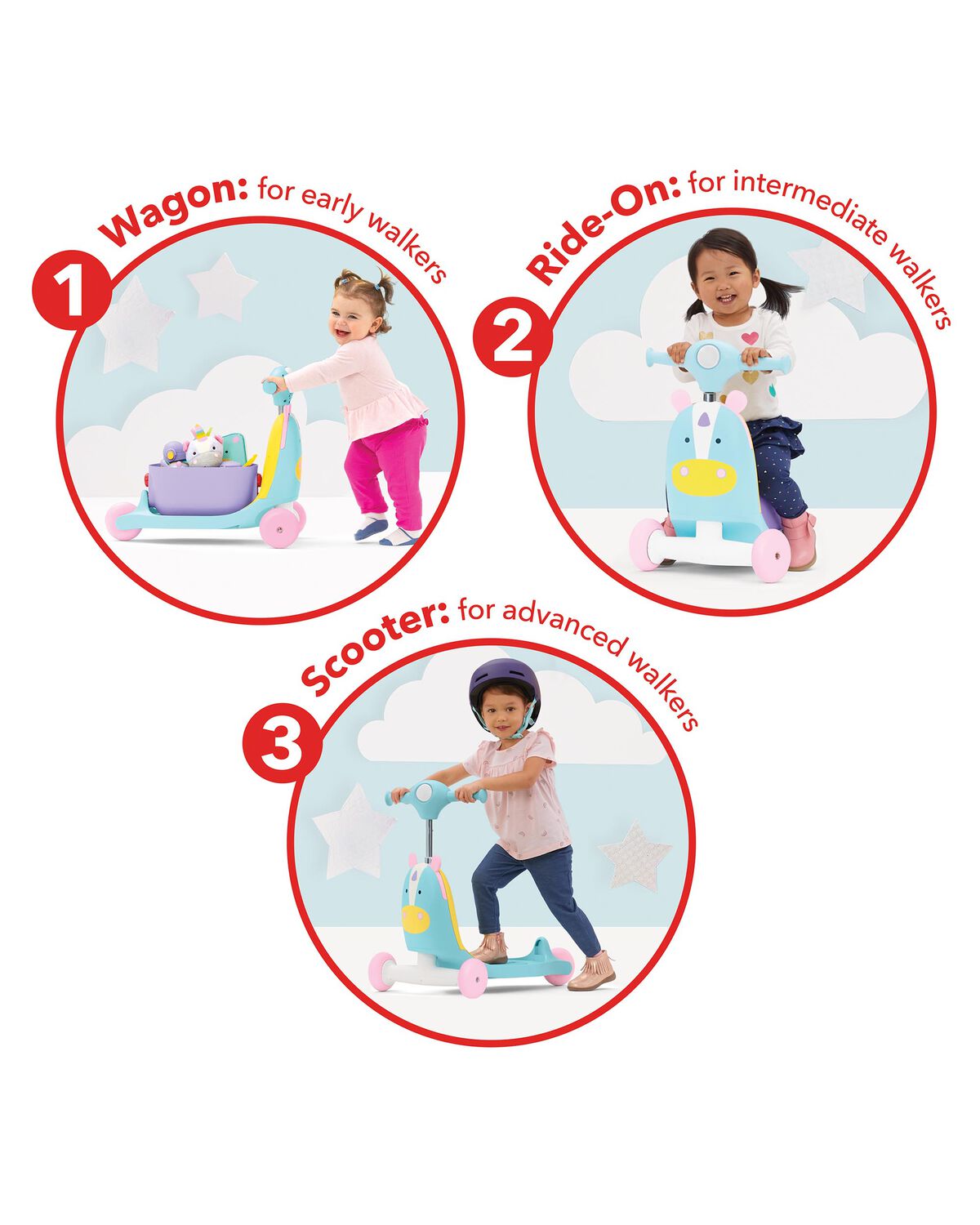 Zoo 3-in-1 Ride-On Toy - Unicorn - Image 3