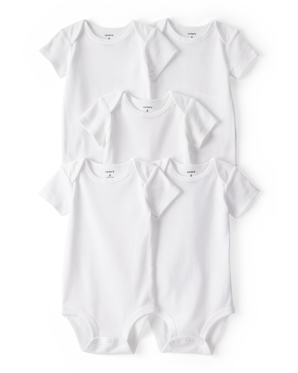 Baby 5-Pack Short-Sleeve Bodysuits - White