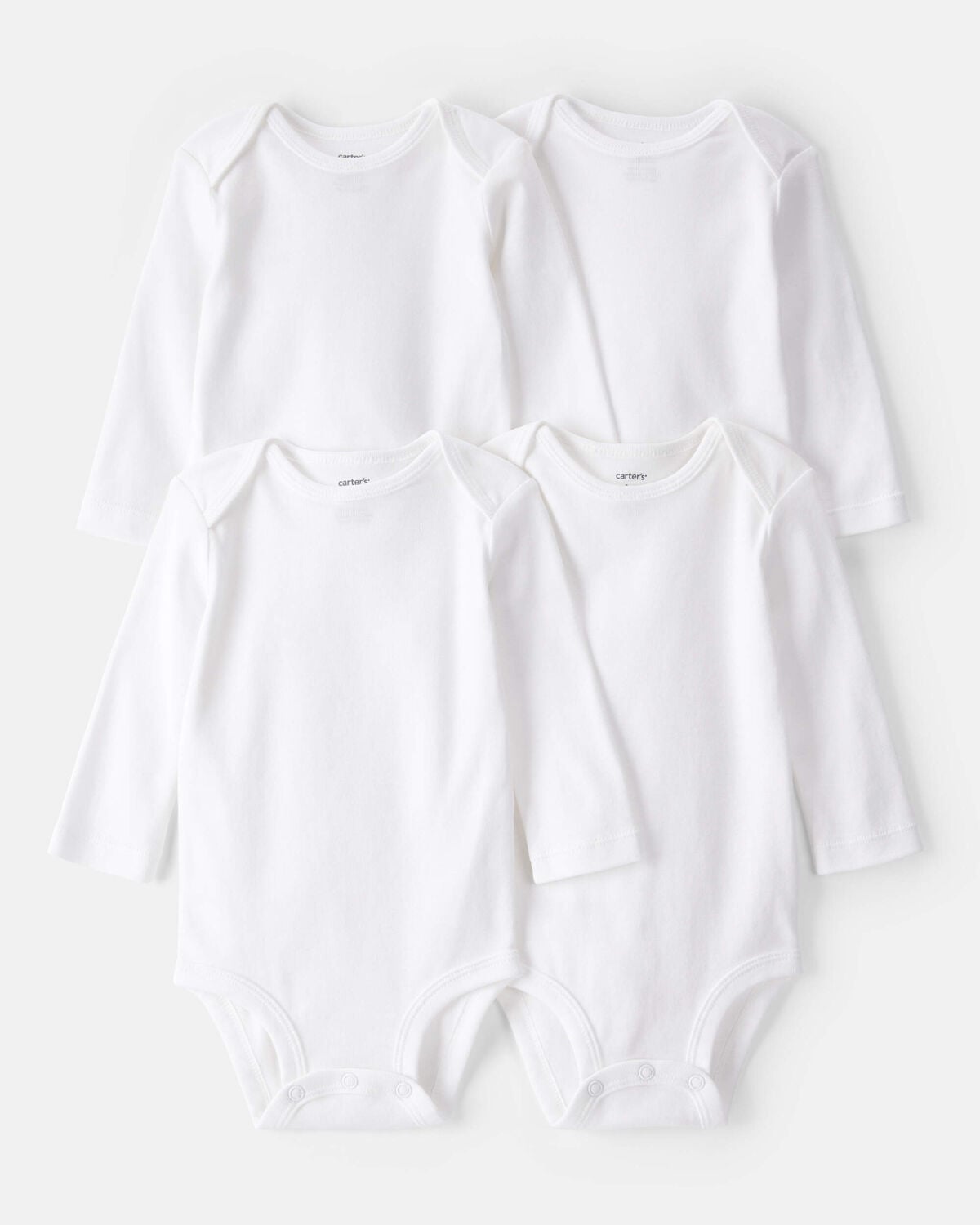 Baby 4-Pack Long-Sleeve Bodysuits - White