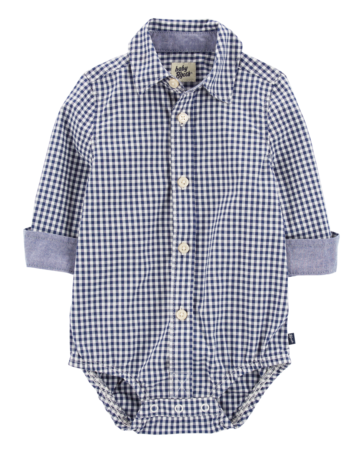 Baby Boy Gingham Print Button-Front Bodysuit