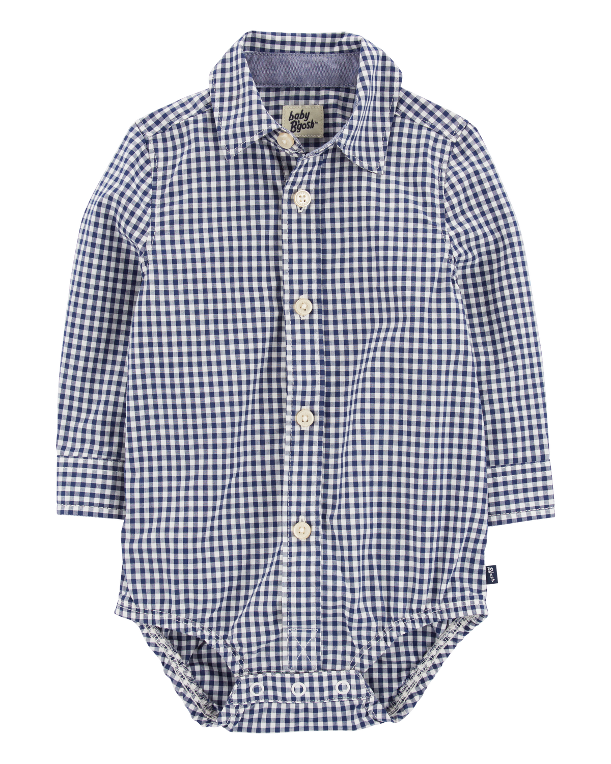 Baby Boy Gingham Print Button-Front Bodysuit - Image 2