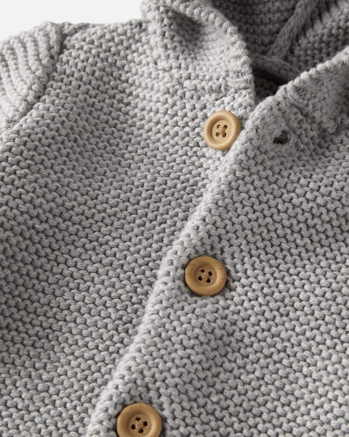 Baby Organic Cotton Signature Stitch Cardigan - Grey - Image 3