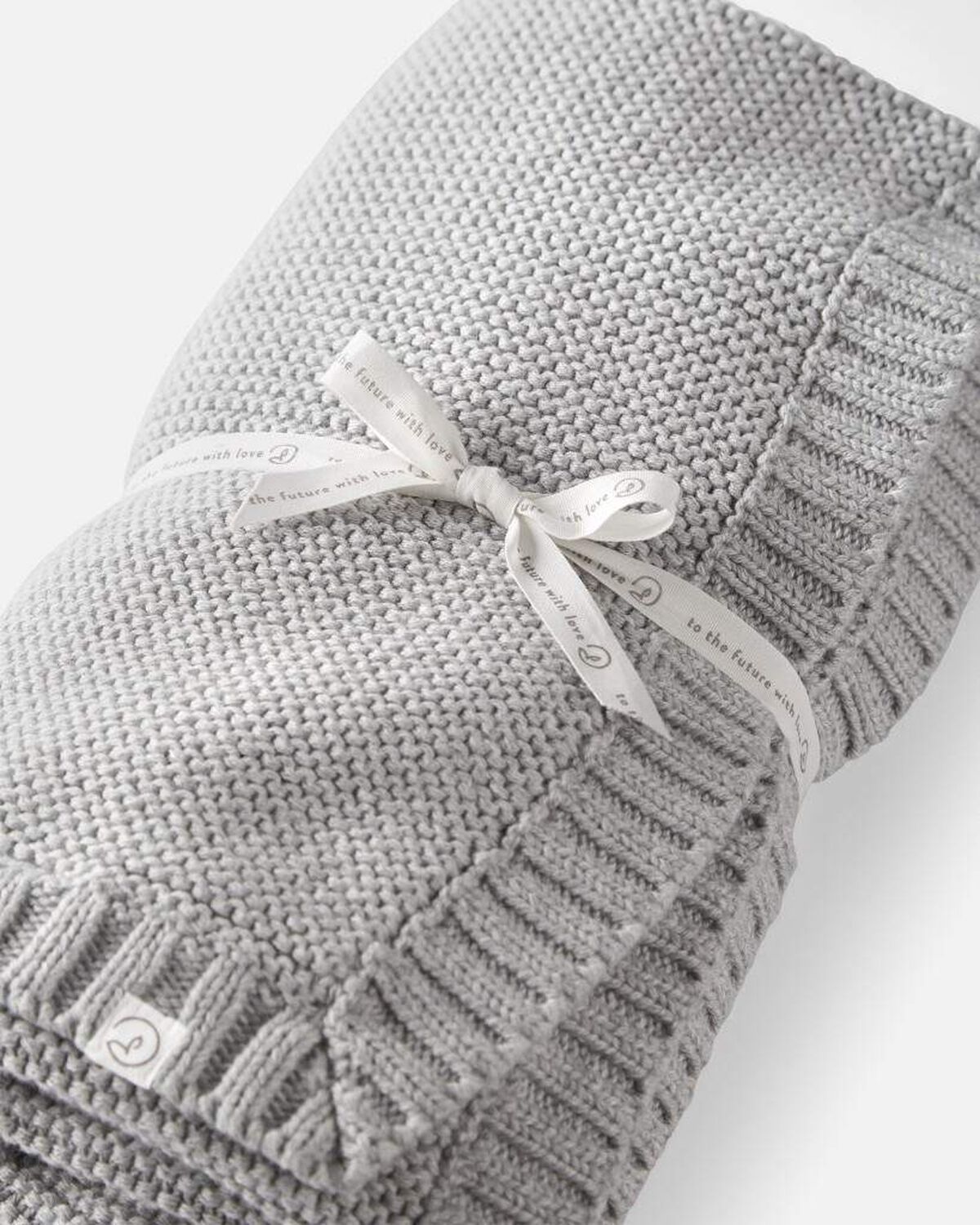 Baby Organic Cotton Textured Knit Blanket in Gray - Image 2