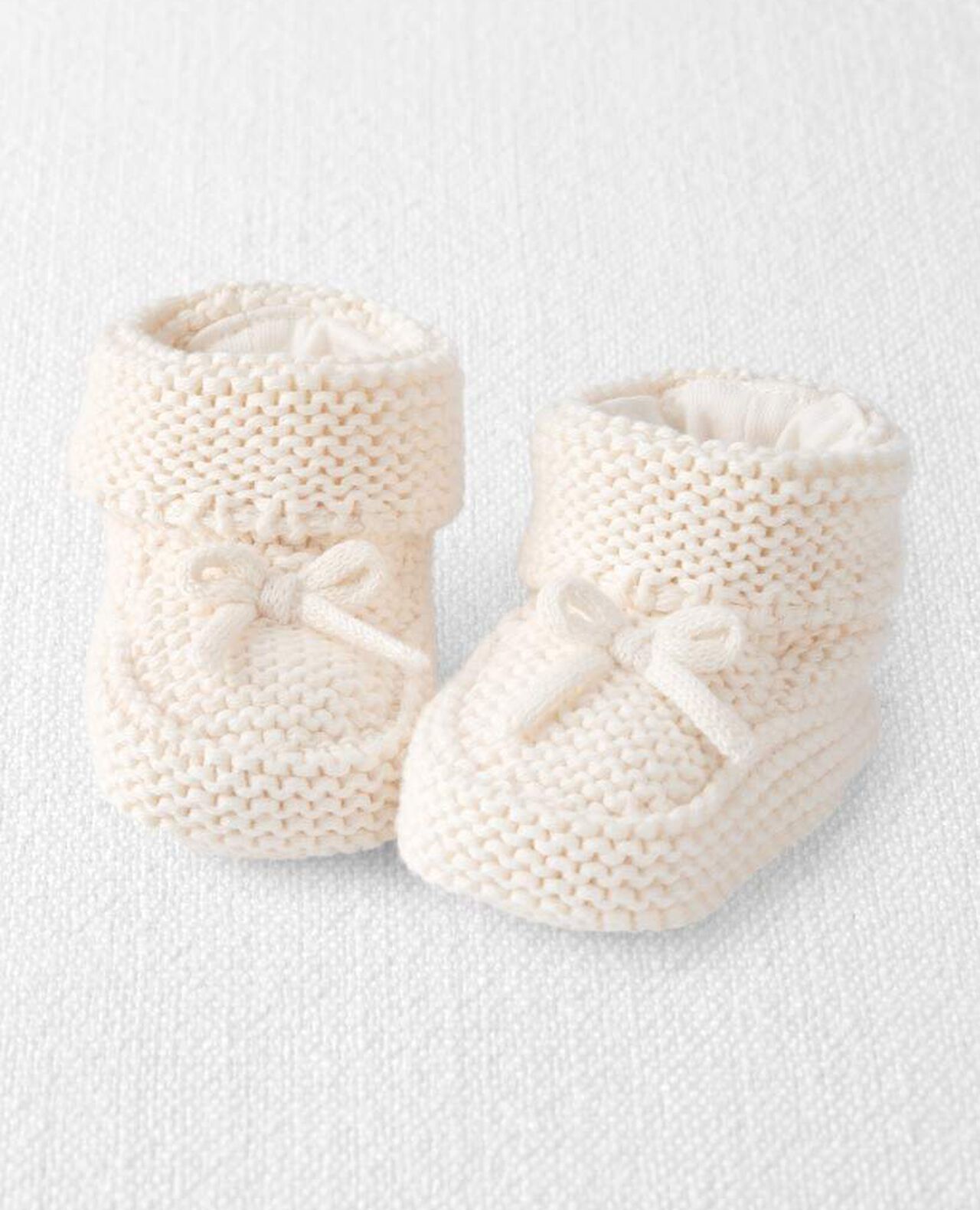 Baby Organic Cotton Crochet Booties in Cream - Image 3