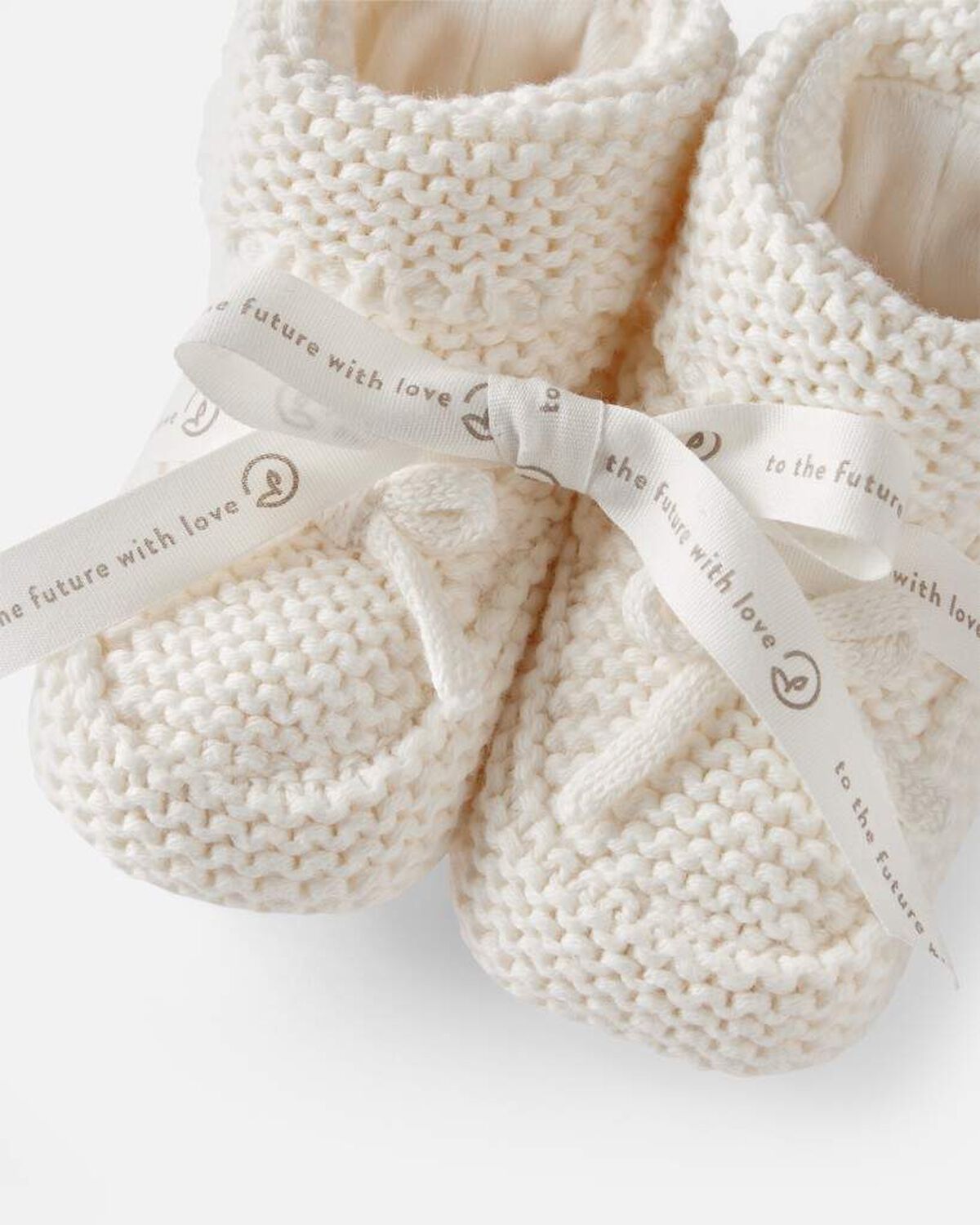 Baby Organic Cotton Crochet Booties in Cream - Image 2
