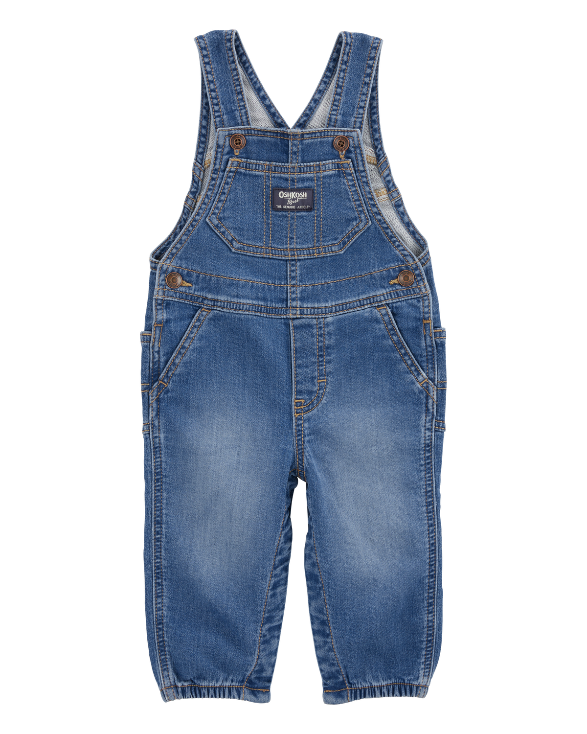 Baby Knit-Like Denim Overalls - Medium Wash
