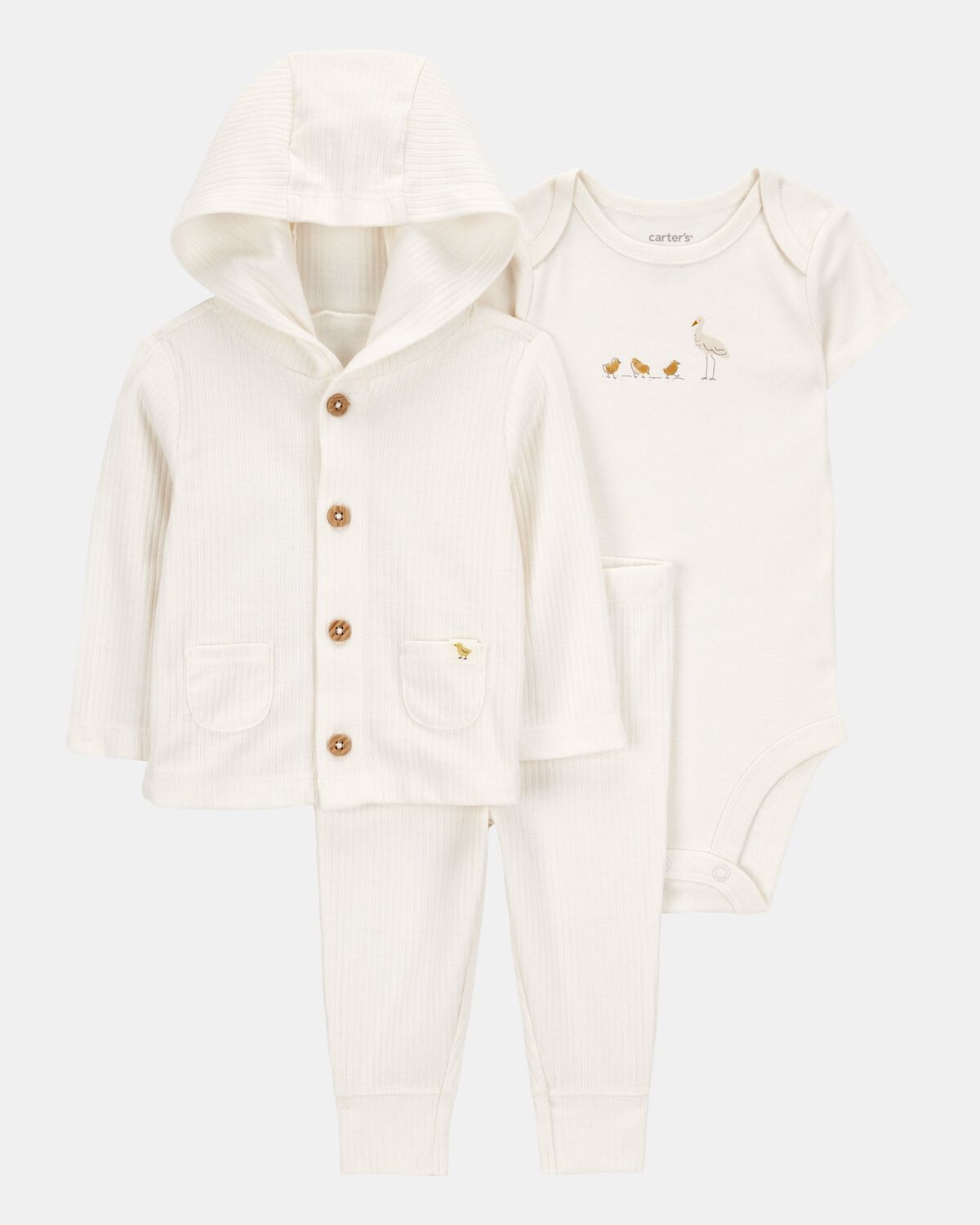 Baby 3-Piece Chick Little Cardigan Set - Ivory