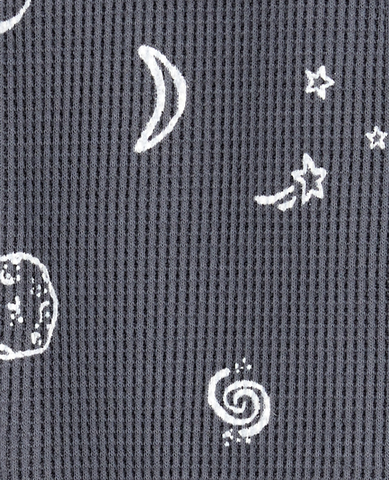 Baby Boy Space Print 2-Way Zip Waffle Knit Sleep & Play Pajamas - Grey - Image 3