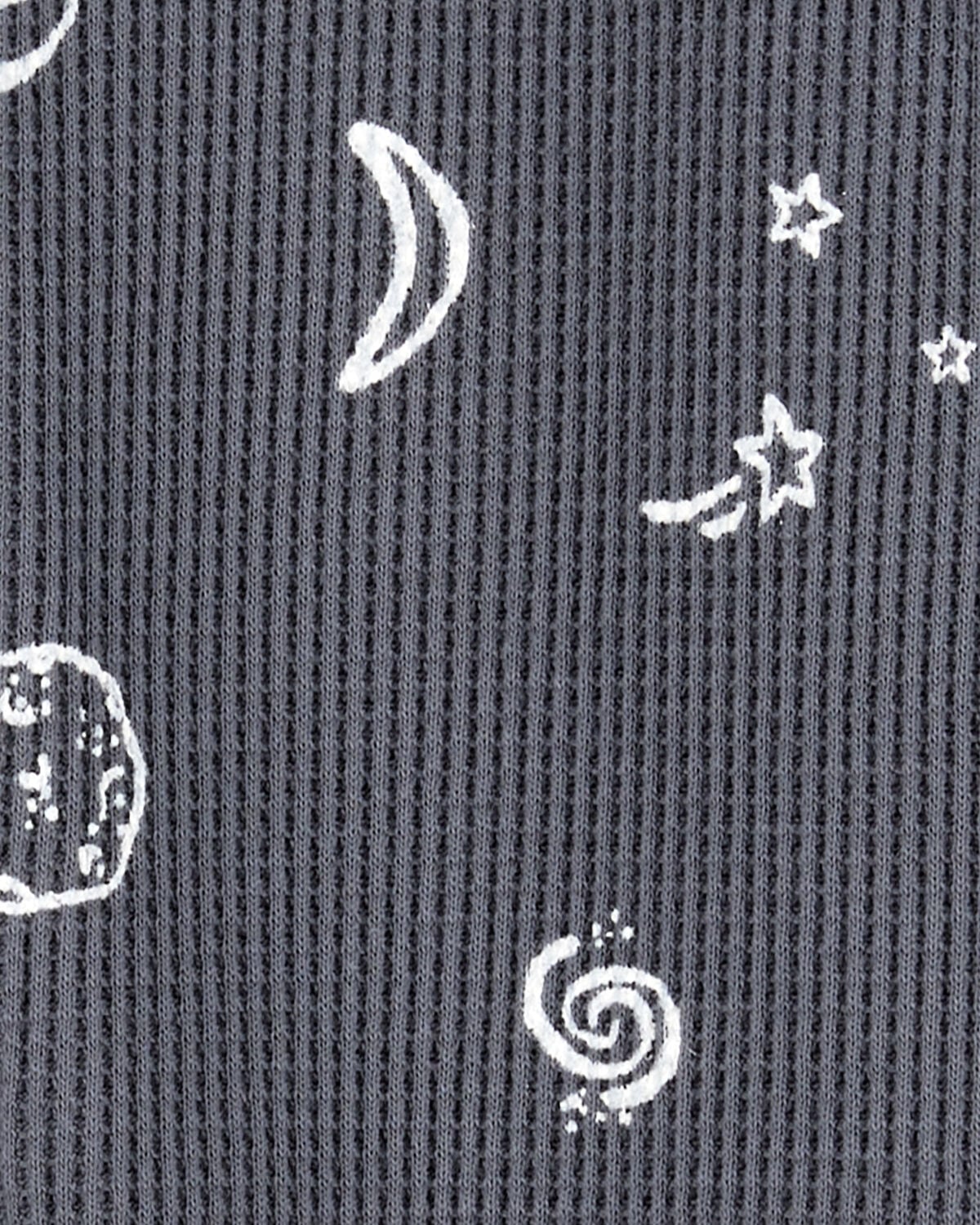 Baby Boy Space Print 2-Way Zip Waffle Knit Sleep & Play Pajamas - Grey - Image 2