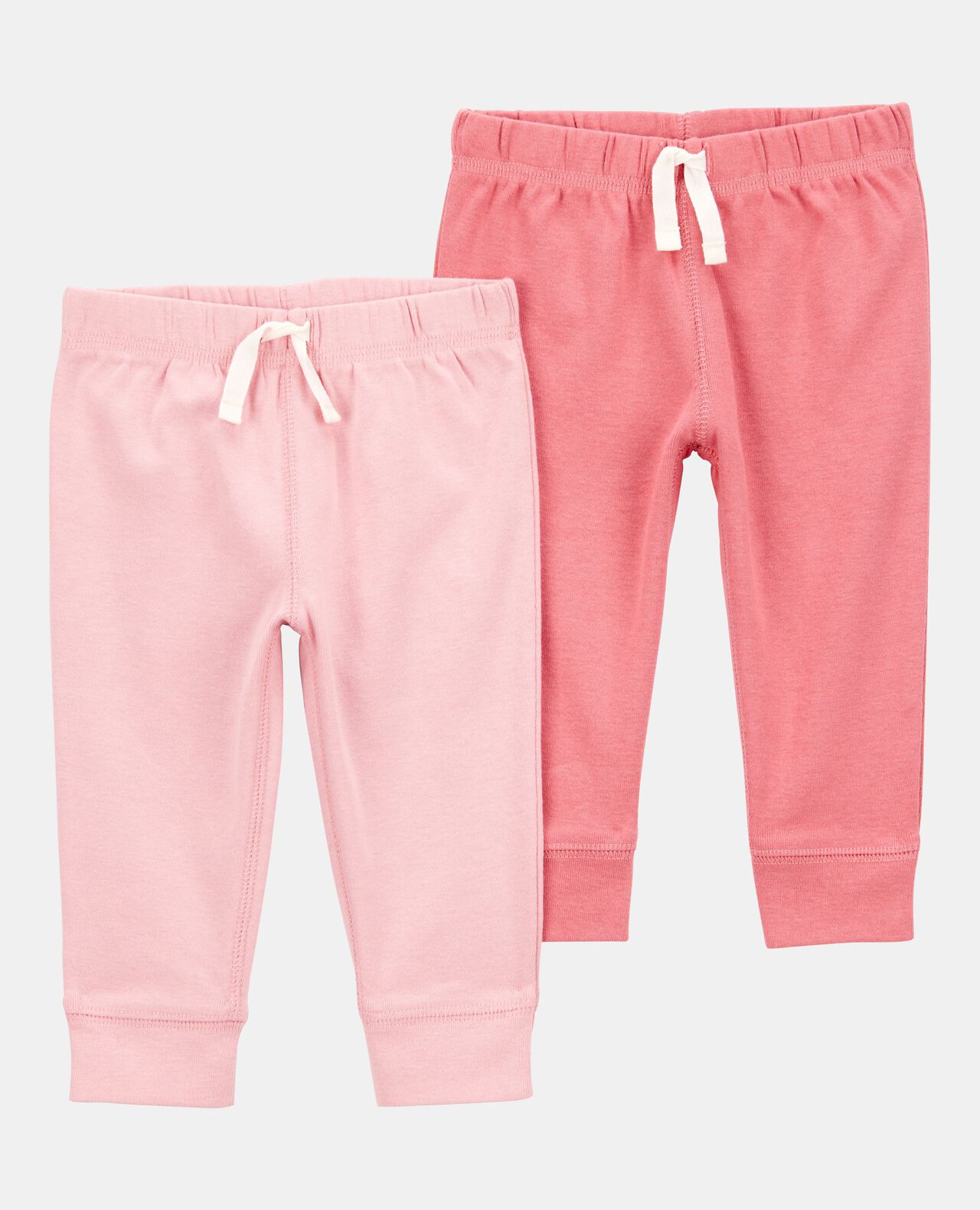 Baby Girl 2-Pack Cotton Pull-On Pants - Pink/Navy Blue - Image 4