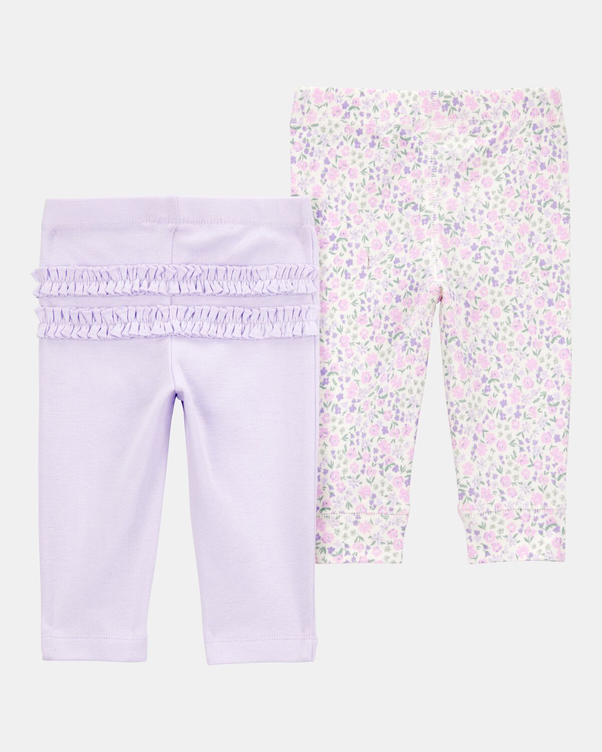 Baby Girl 2-Pack Floral Pull-On Pants - Purple - Image 2