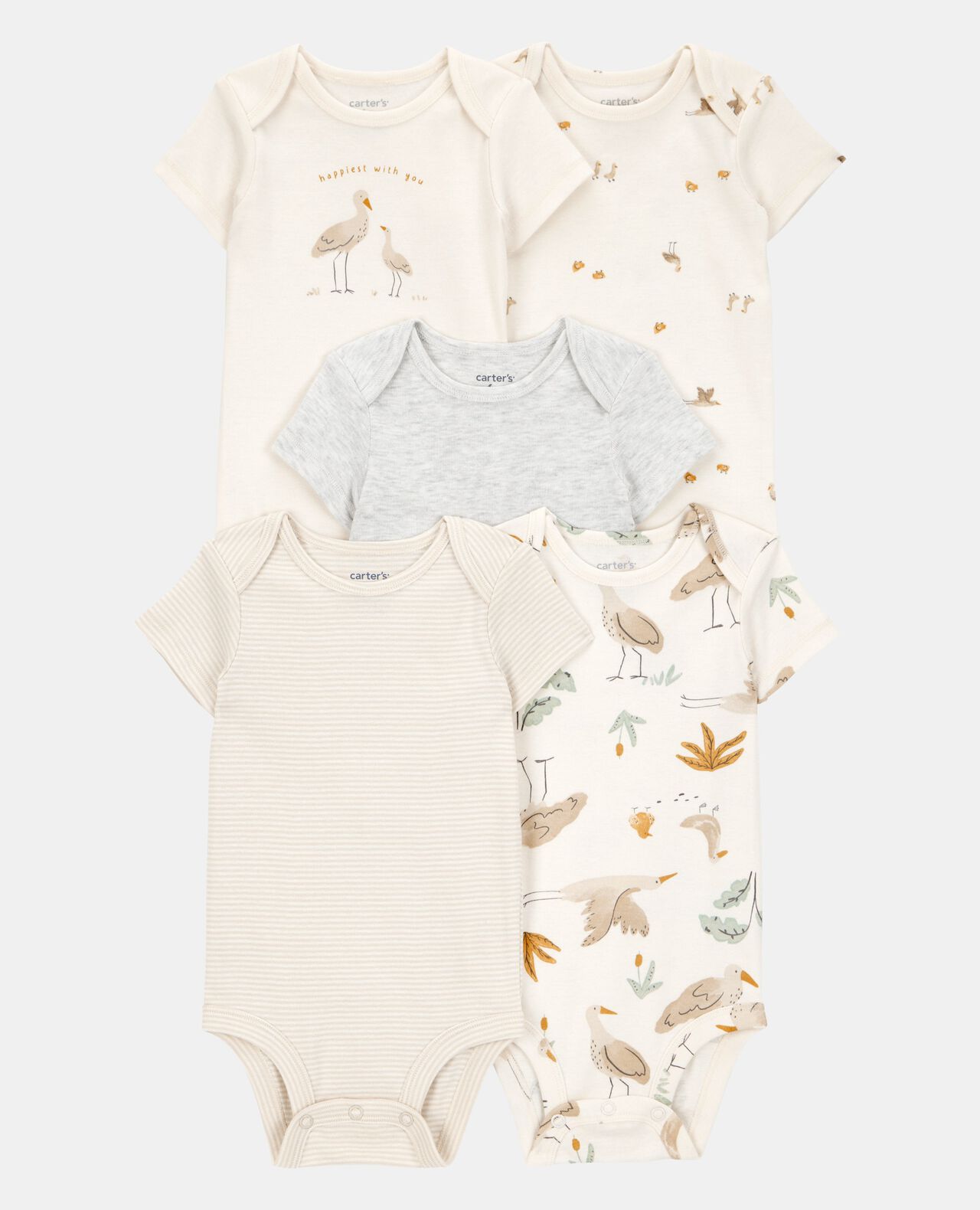 Baby 5-Pack Animals Short-Sleeve Cotton Bodysuits - Image 11