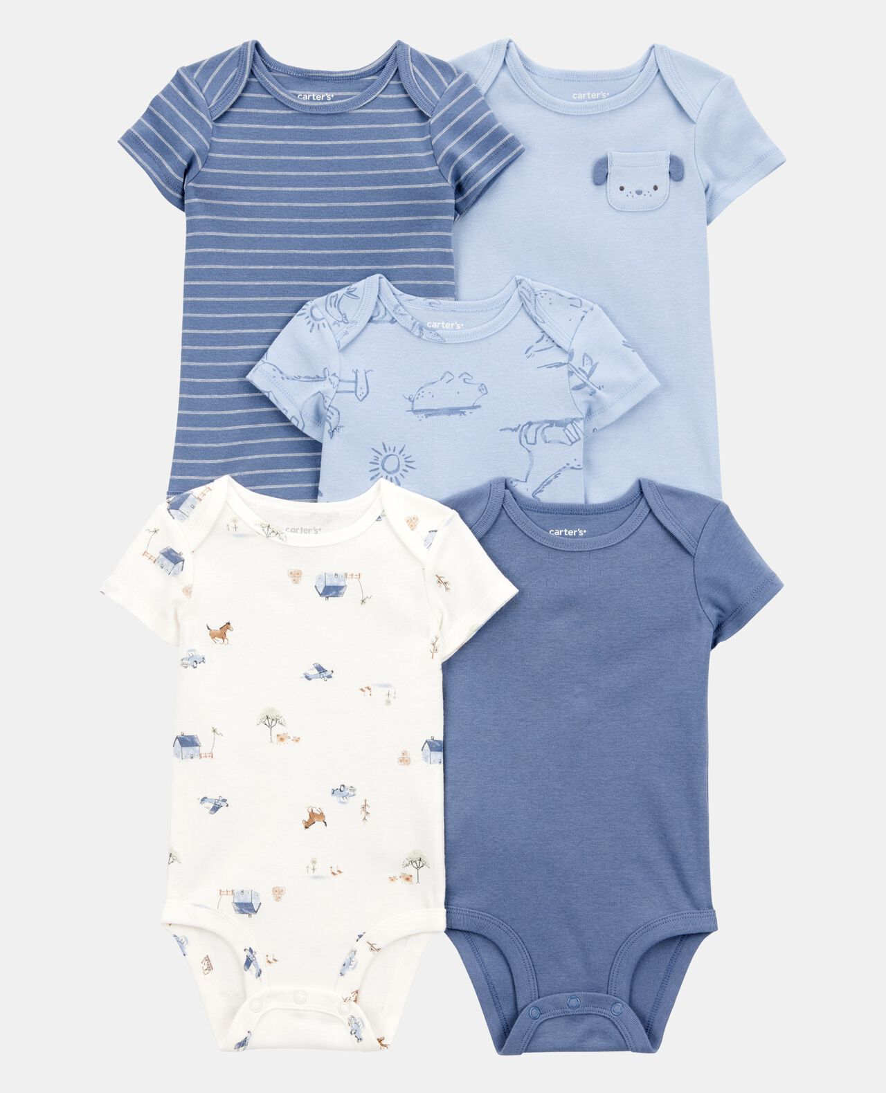 Baby Boy 5-Pack Construction Short-Sleeve Cotton Bodysuits - Image 11