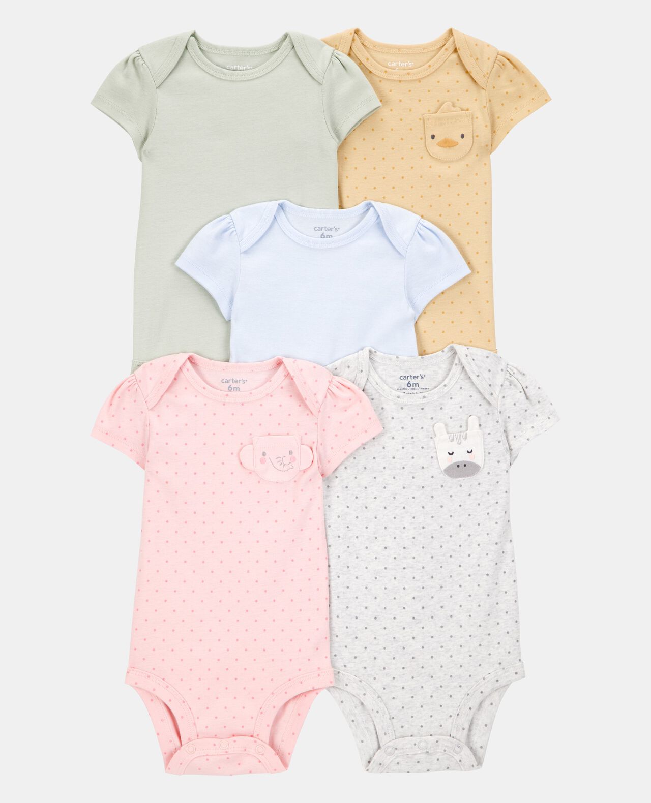 Baby Girl 5-Pack Beach Multipack Bodysuits - Red/White/Blue - Image 9