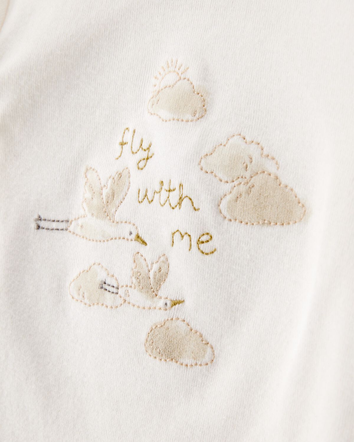 Baby 4-Piece Cloud Print Outfit Set - White/Tan - Image 2
