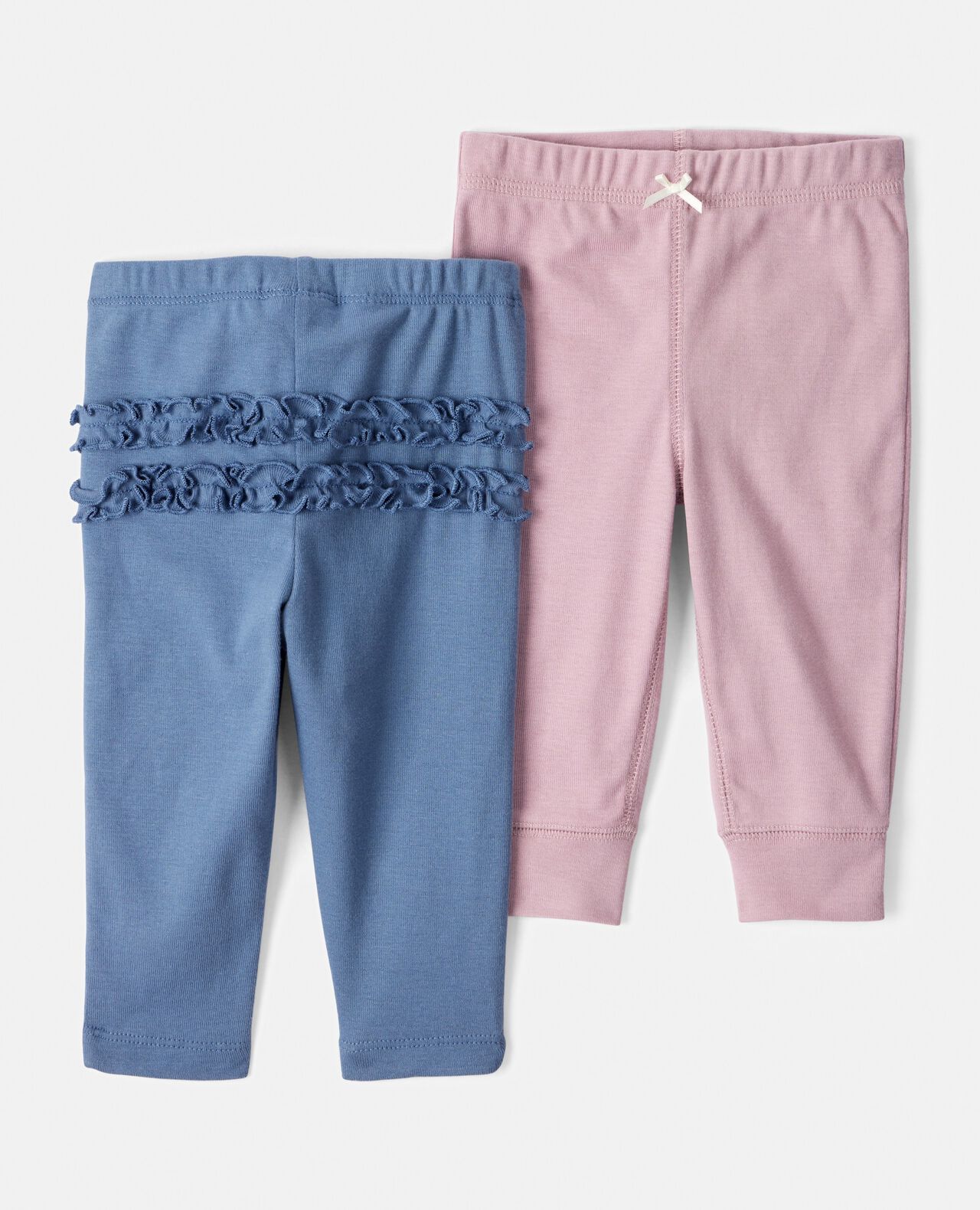 Baby Girl 2-Pack Cotton Pull-On Pants - Pink/Navy Blue - Image 5