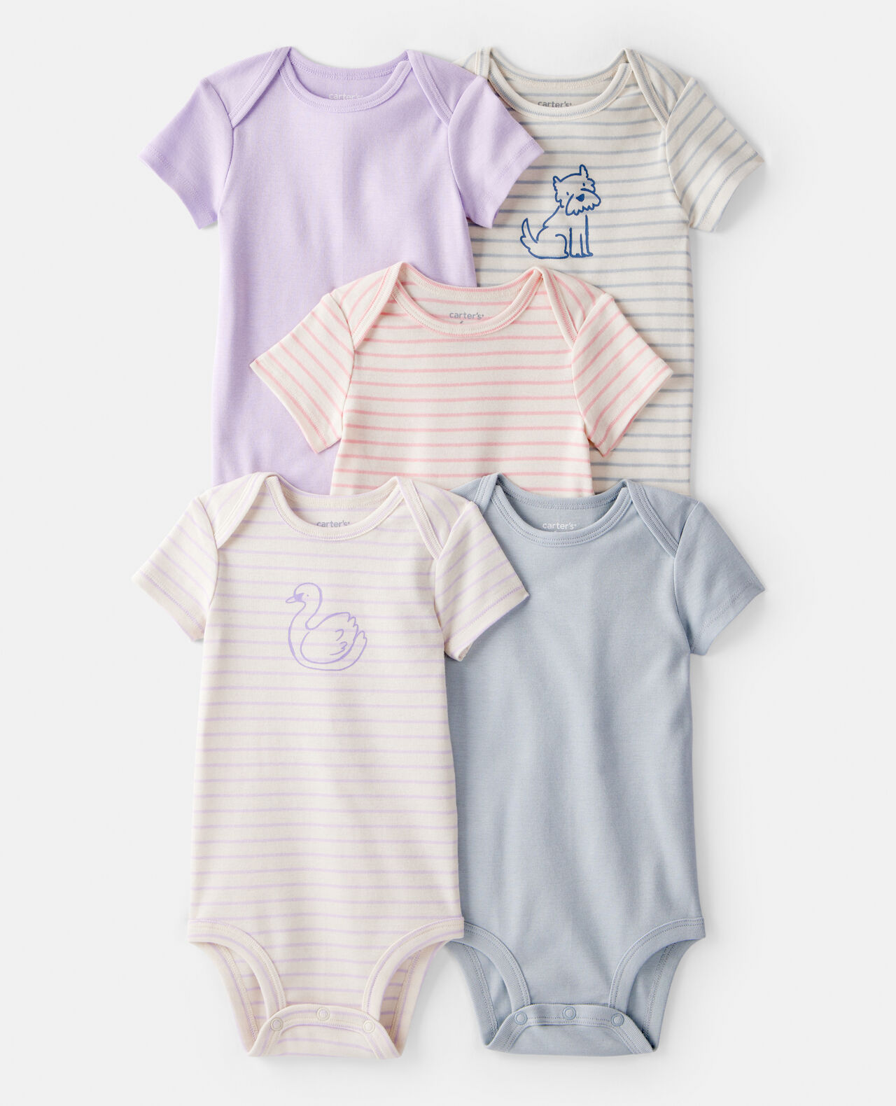 Baby Girl 5-Pack Beach Multipack Bodysuits - Red/White/Blue - Image 10