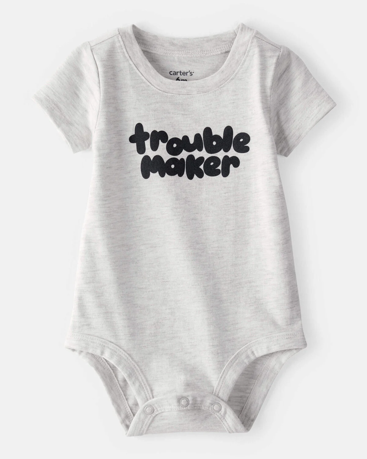 Baby Boy 'Trouble Maker' Short-Sleeve Graphic Bodysuit - Grey