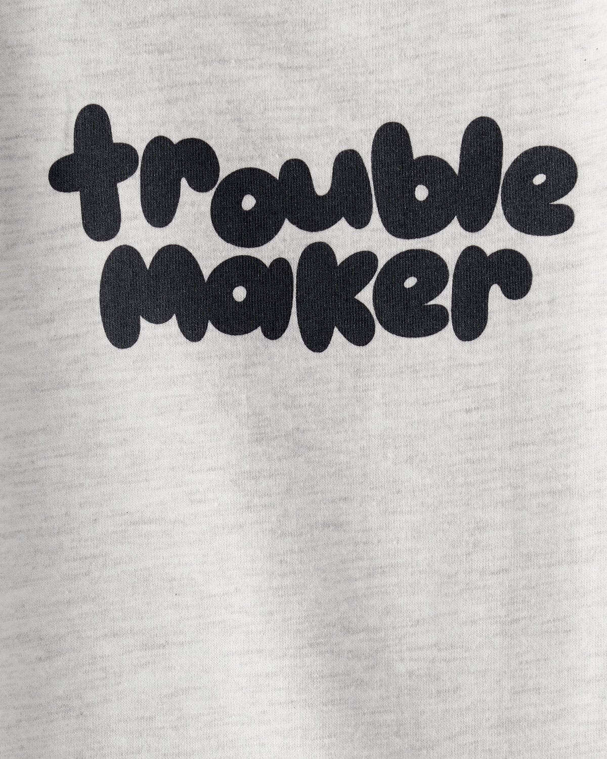 Baby Boy 'Trouble Maker' Short-Sleeve Graphic Bodysuit - Grey - Image 2