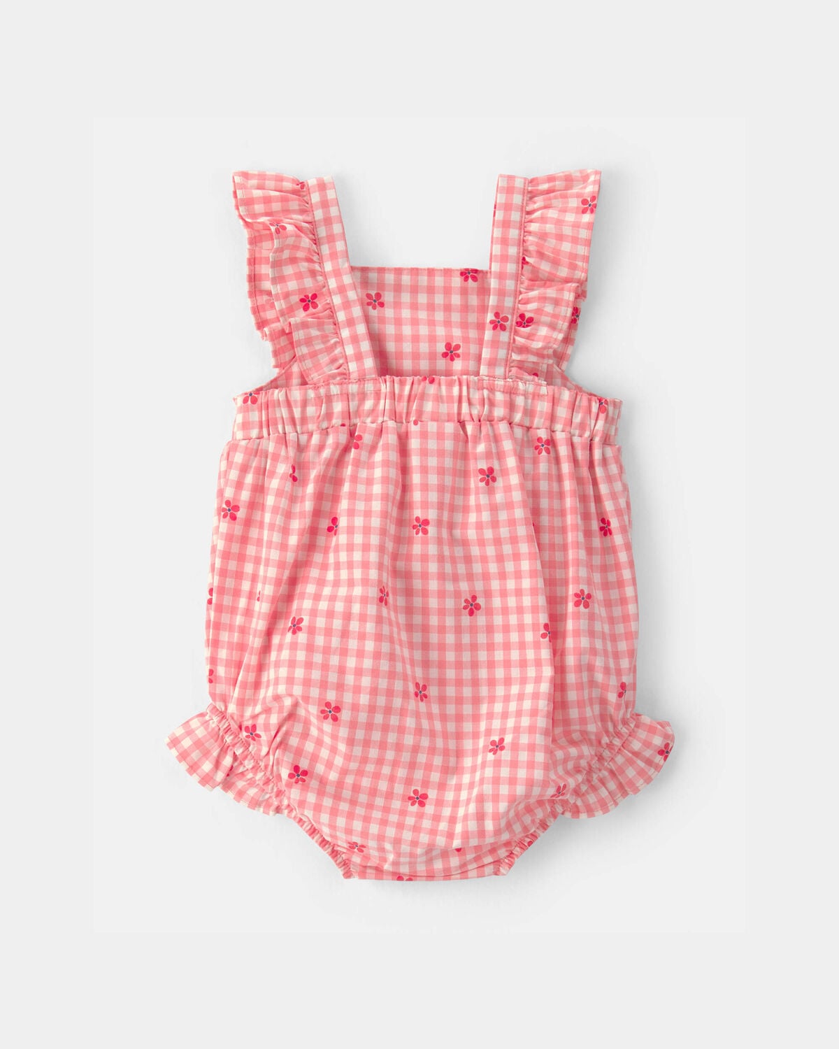 Baby Girl Gingham Flower Romper - Pink - Image 2