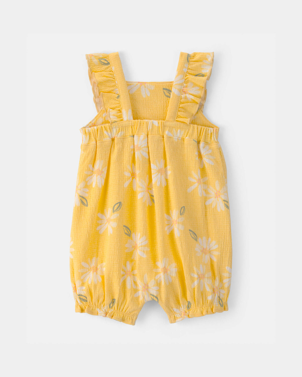 Baby Girl Floral Flutter Sleeve Romper - Yellow - Image 2