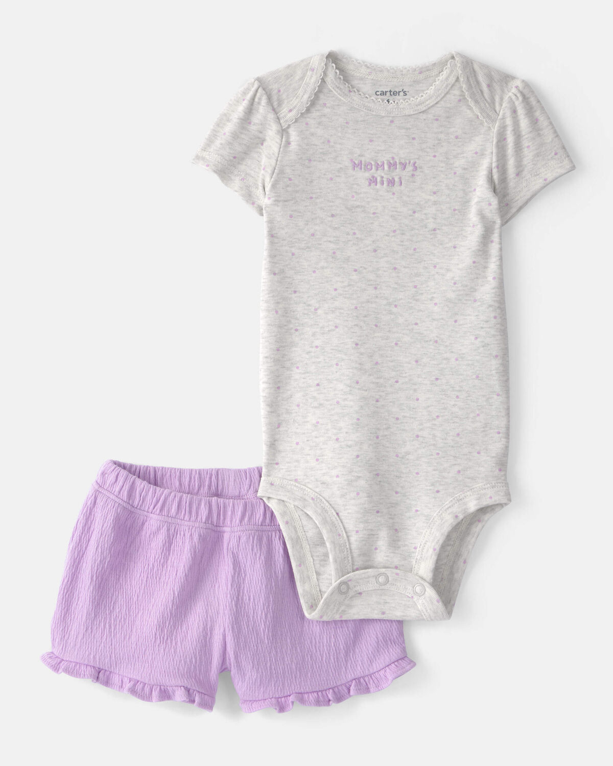 Baby Girl 3-Piece 'Mommy's Mini' Outfit Set - Purple/Grey - Image 2