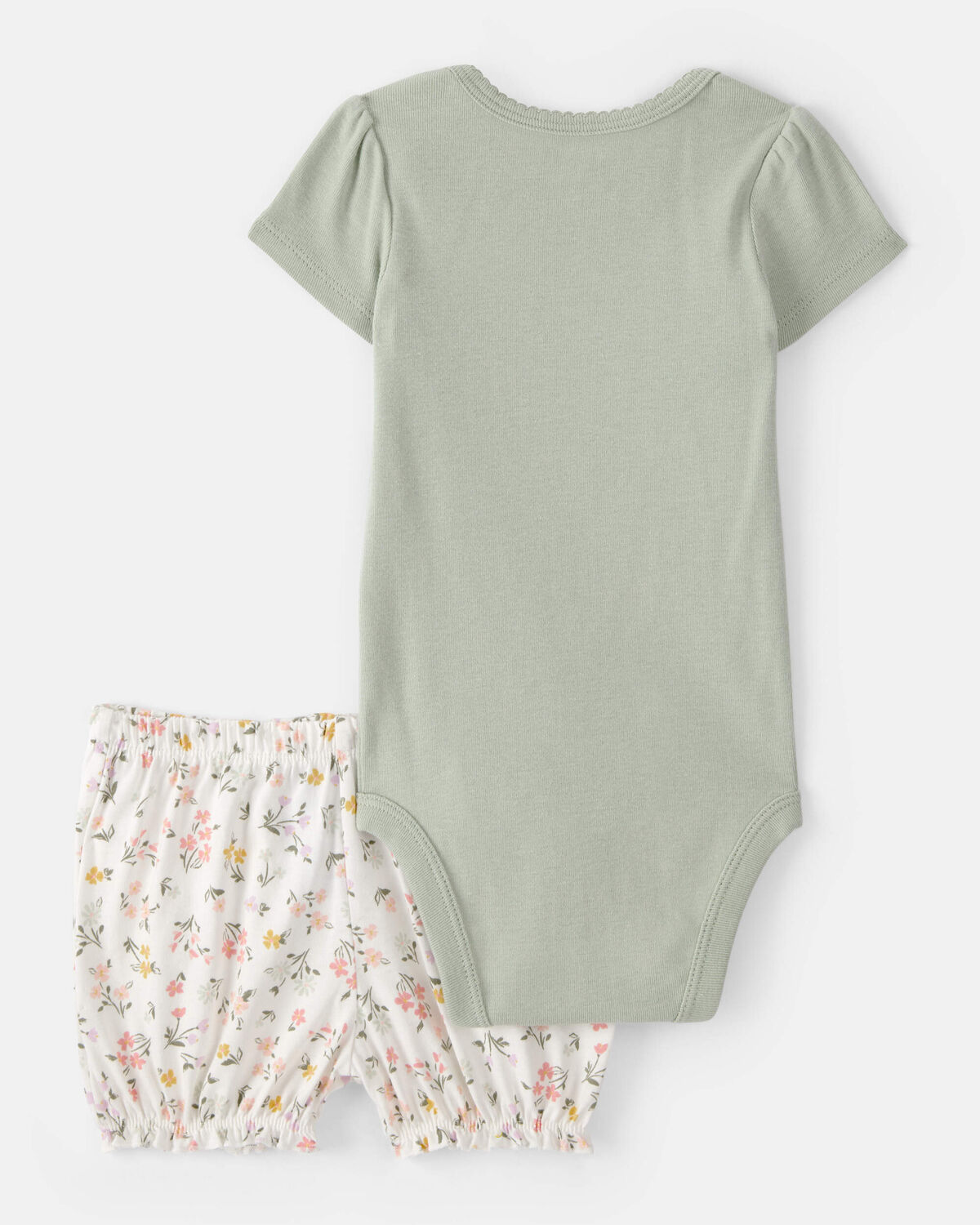Baby Girl 3-Piece Floral Outfit Set - White/Green - Image 3