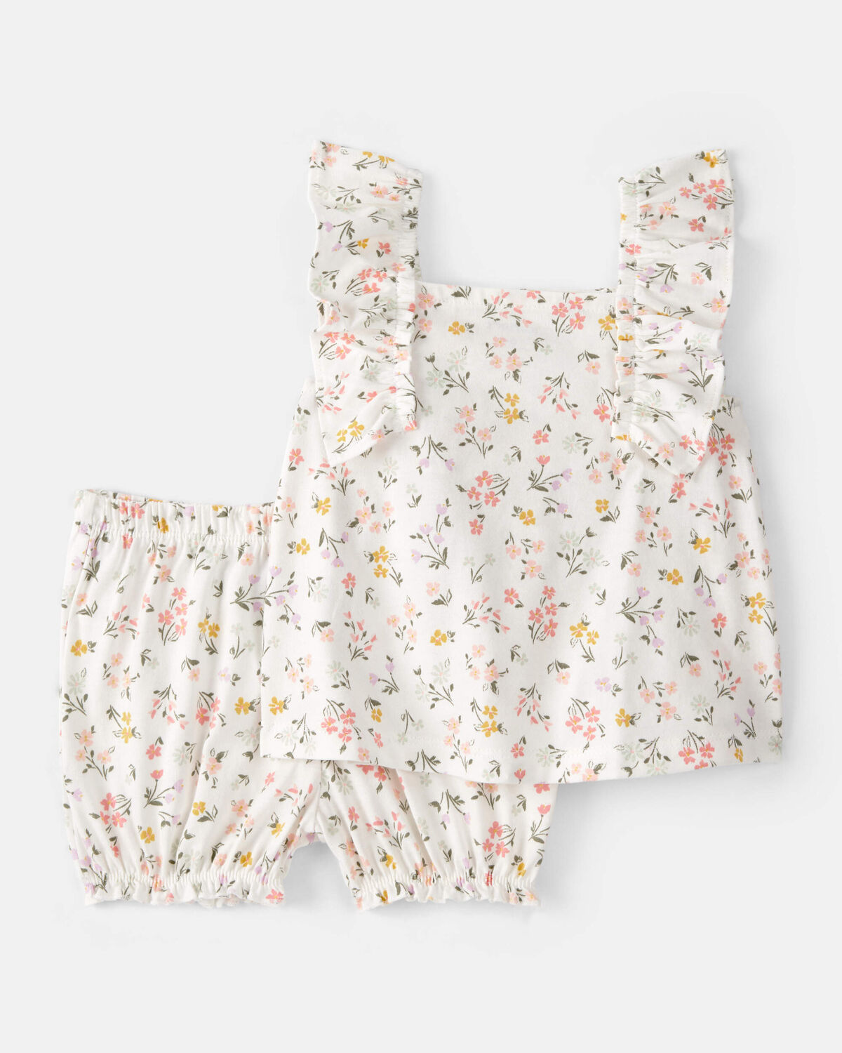 Baby Girl 3-Piece Floral Outfit Set - White/Green - Image 6