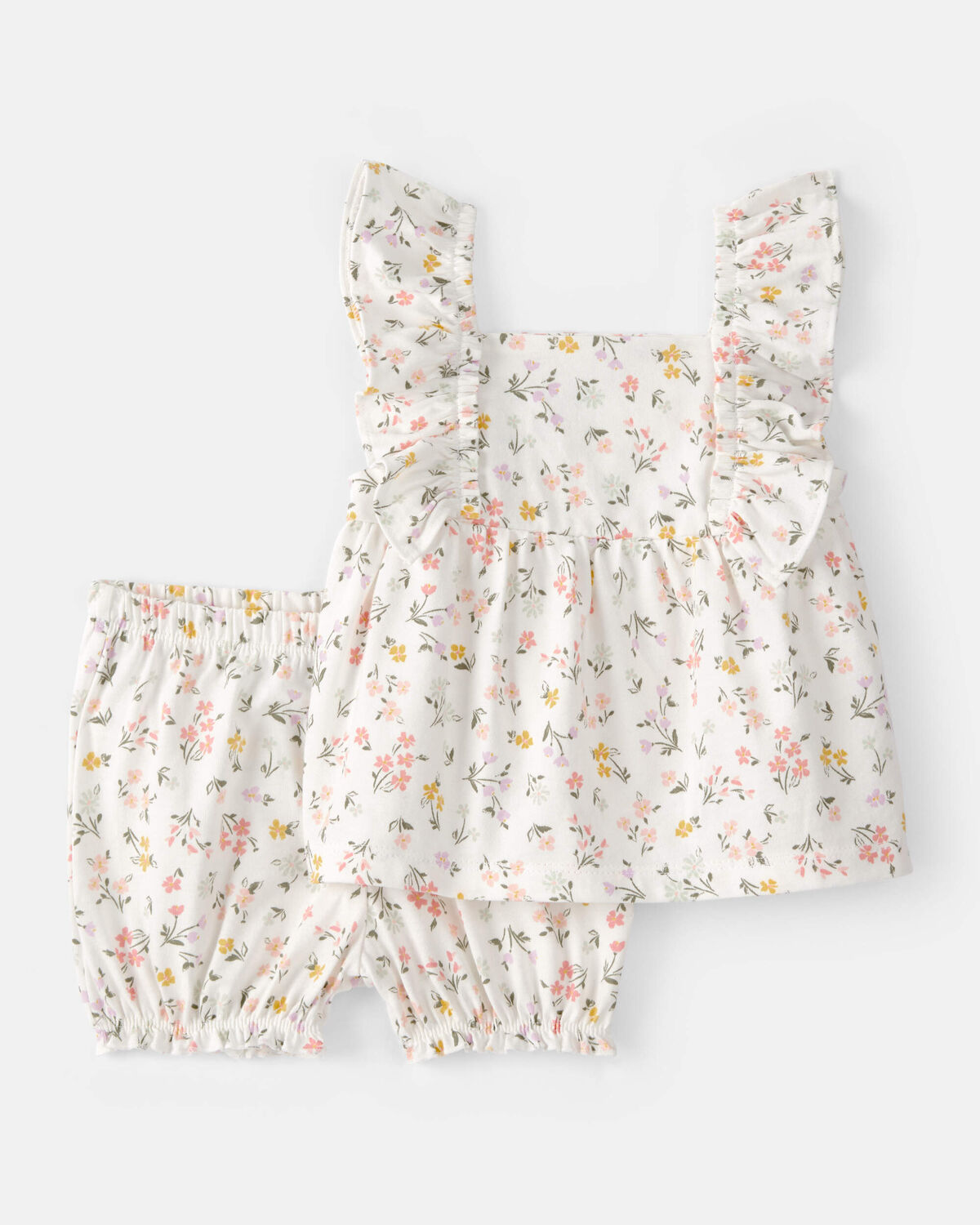 Baby Girl 3-Piece Floral Outfit Set - White/Green - Image 7