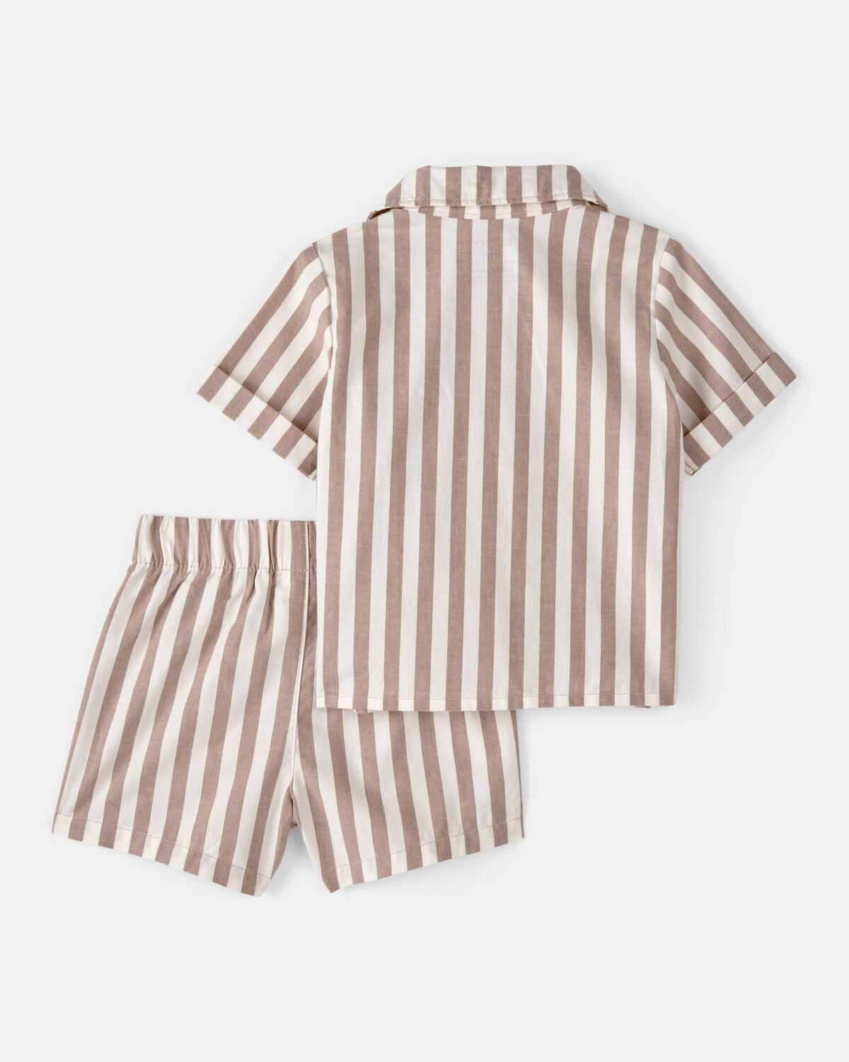 Baby Boy 3-Piece Beach Striped Outfit Set - Brown/White - Image 3
