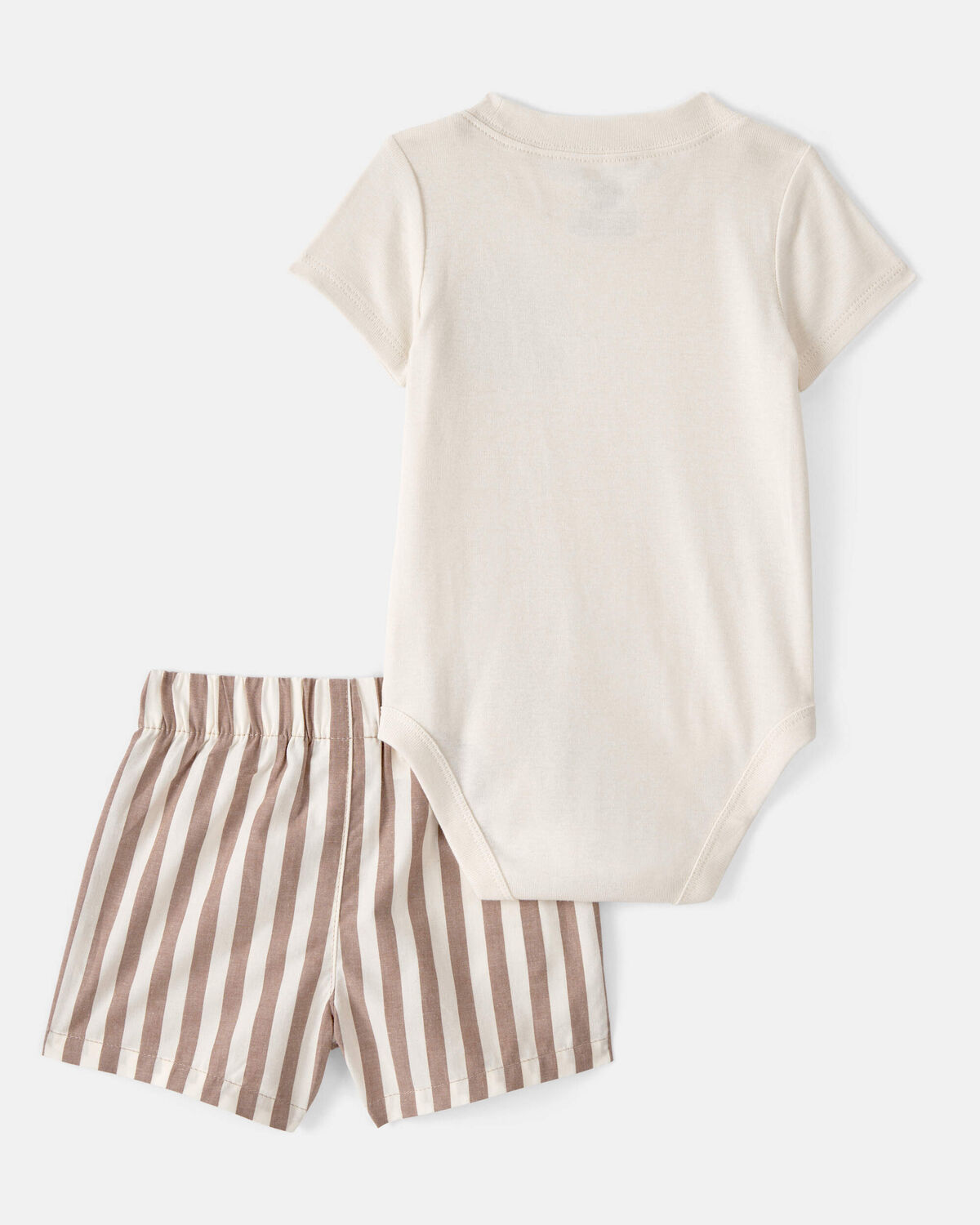 Baby Boy 3-Piece Beach Striped Outfit Set - Brown/White - Image 7