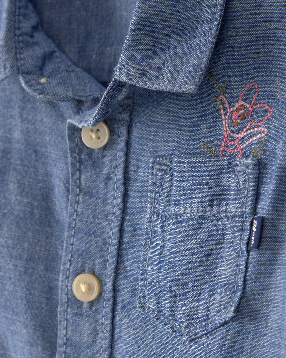 Baby Boy Disney© Winnie the Pooh Chambray Embroidered Button-Down Shirt - Medium Wash - Image 2