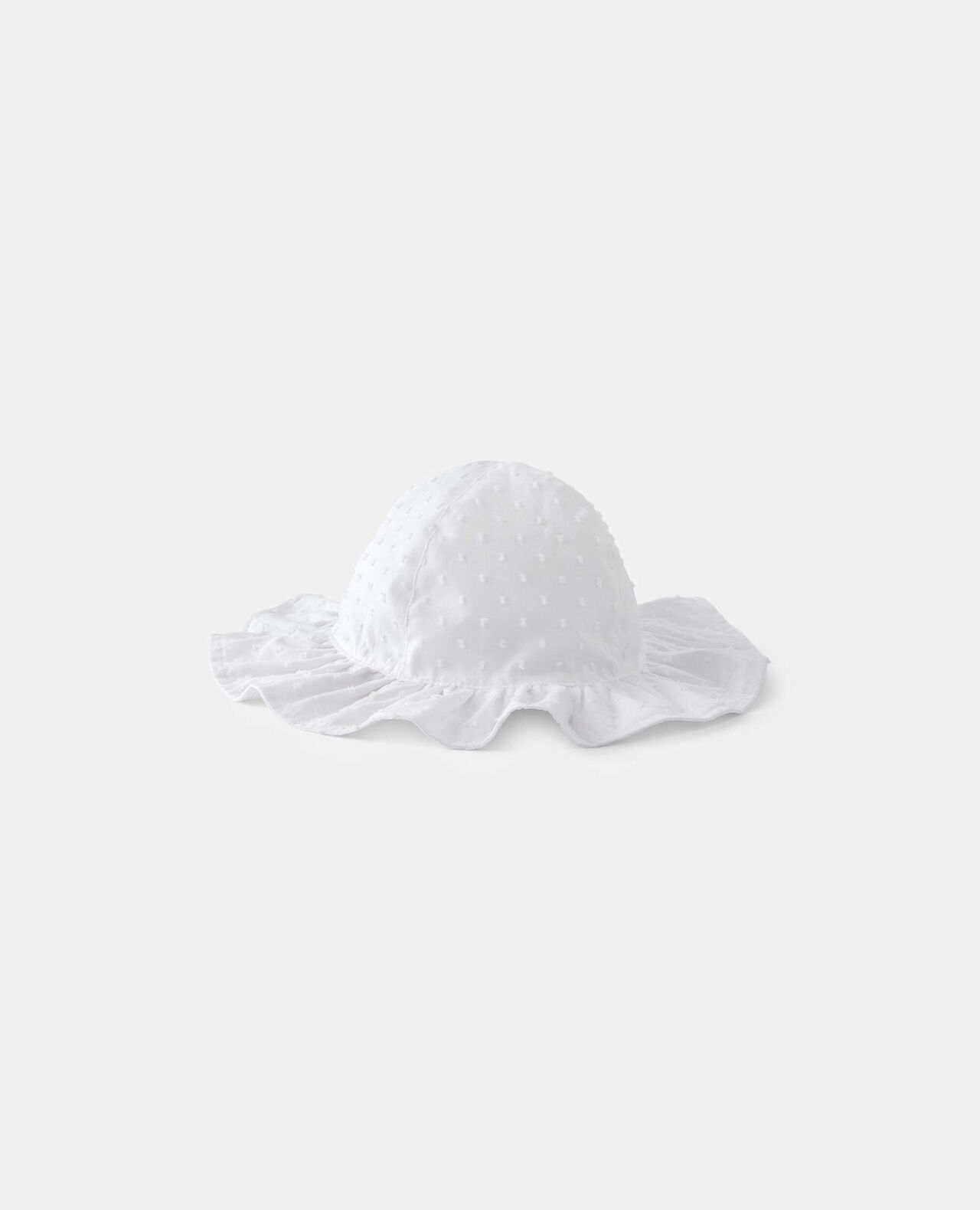 Baby Girl Cotton Swiss Dot Sunhat - White - Image 3