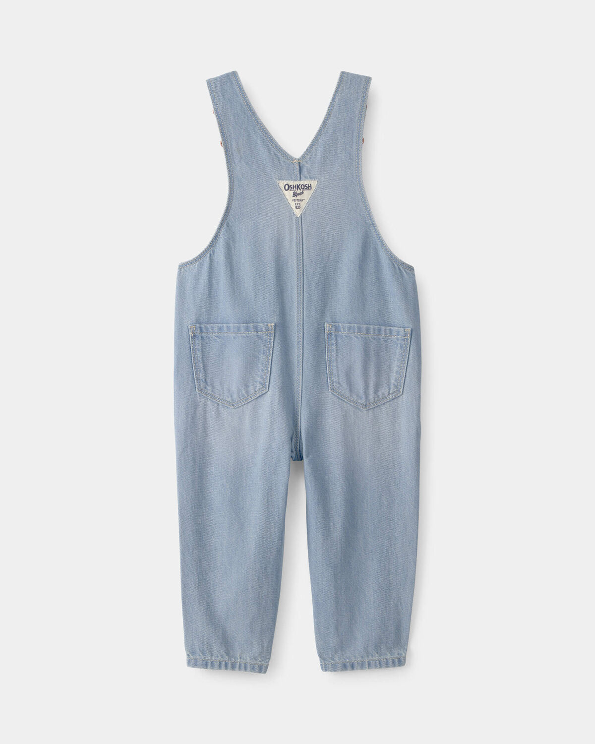 Baby Girl Denim Patch Overalls - Light Wash - Image 3