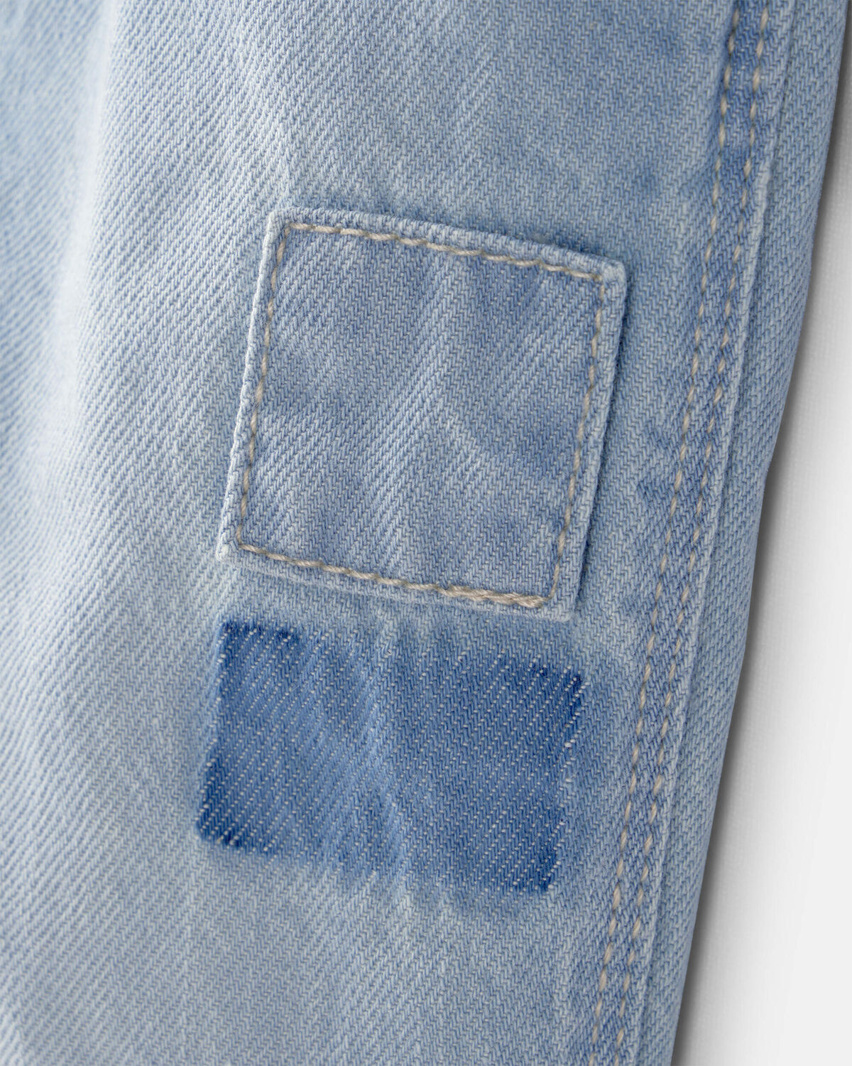 Baby Girl Denim Patch Overalls - Light Wash - Image 4
