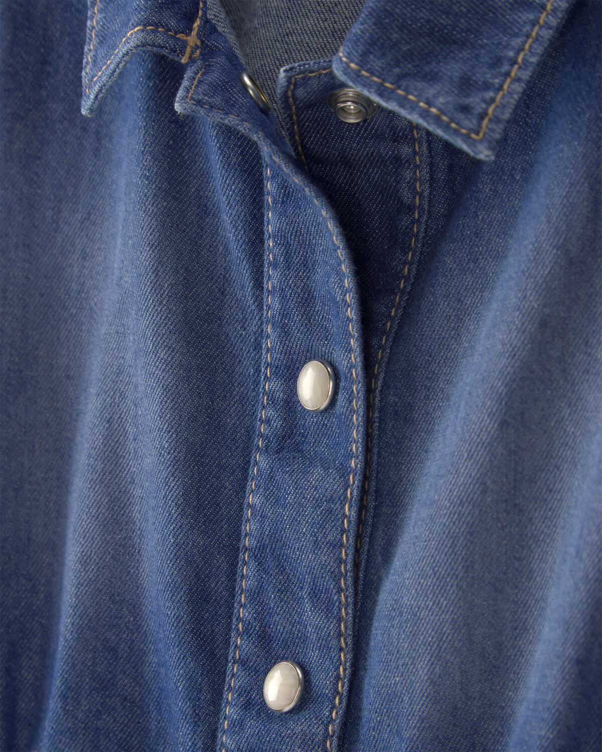 Baby Girl Denim Button-Up Dress - Dark Wash - Image 3