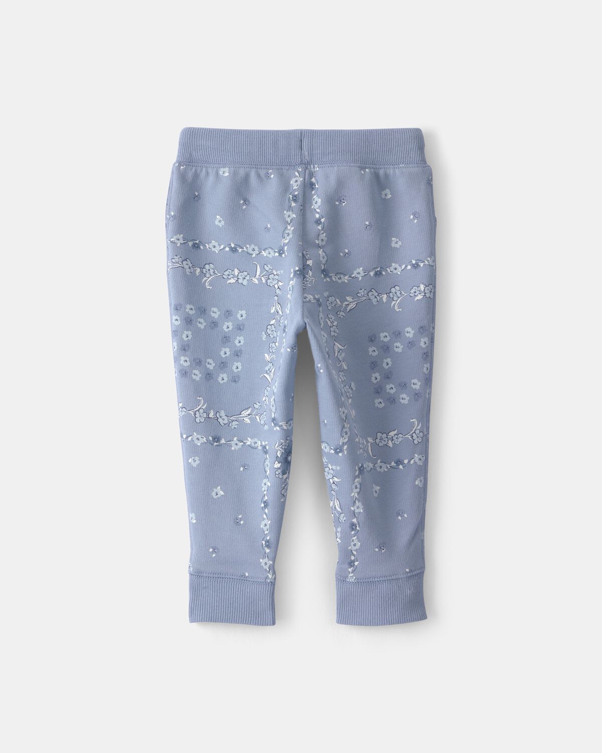 Baby Girl Floral Drawstring Knit Joggers - Blue - Image 2