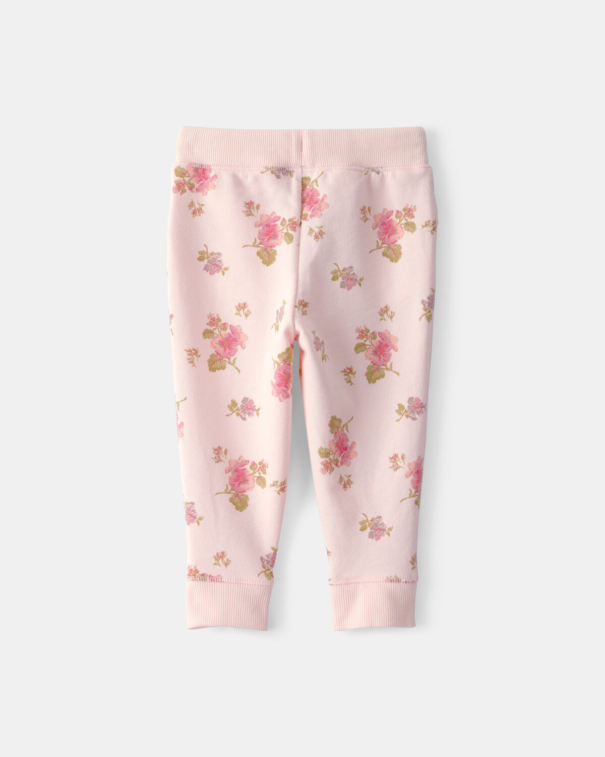 Baby Girl Floral Drawstring Knit Joggers - Pink - Image 2