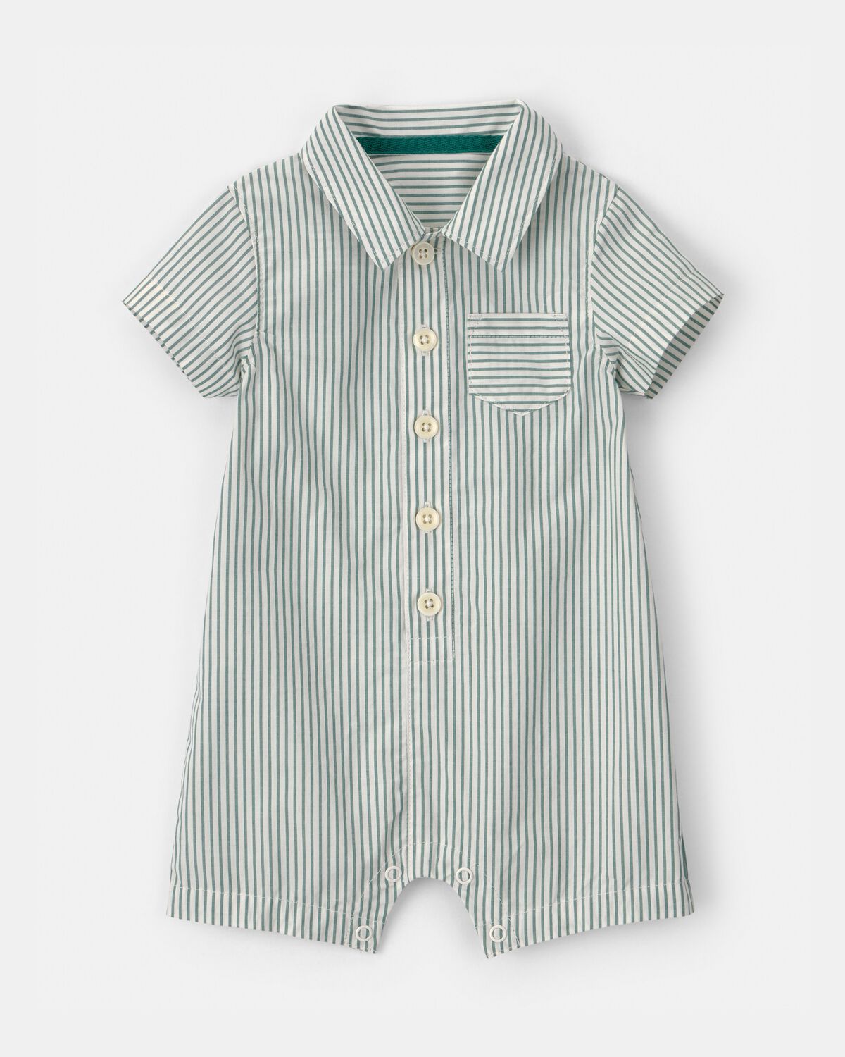 Baby Boy Stripe Short-Sleeve Romper - Green/White