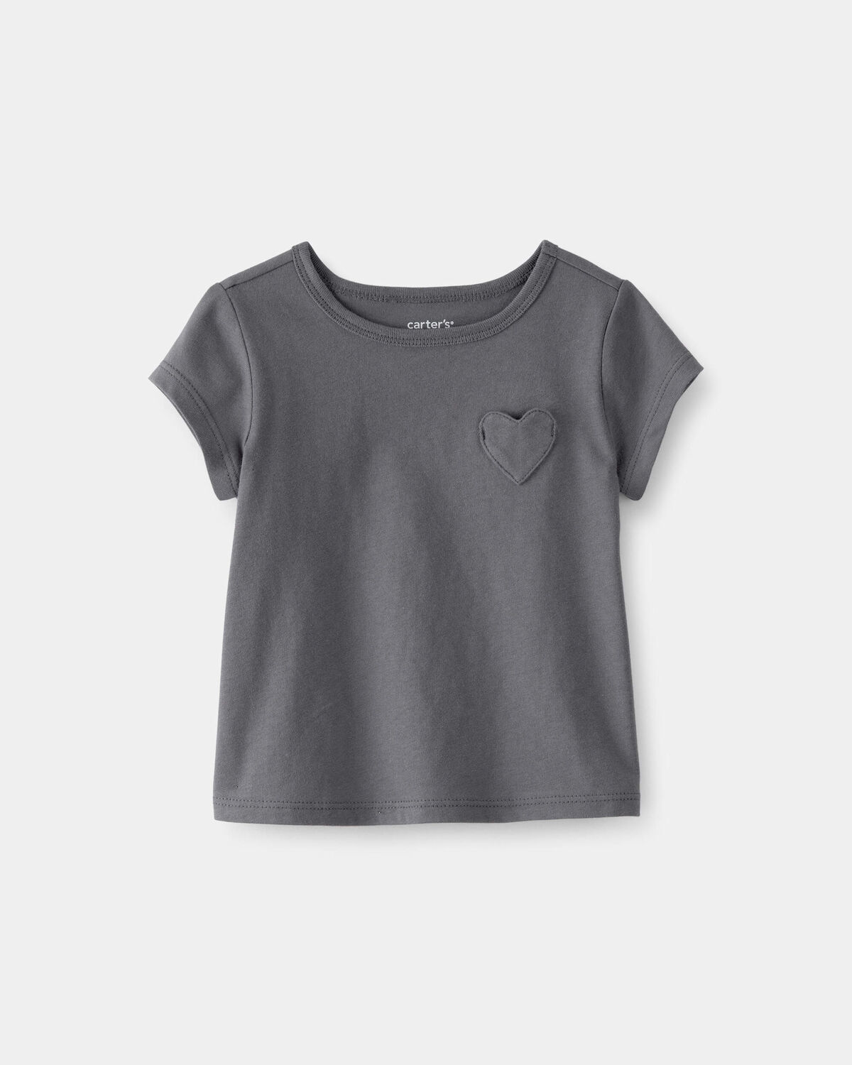 Baby Girl Heart Pocket Top - Grey