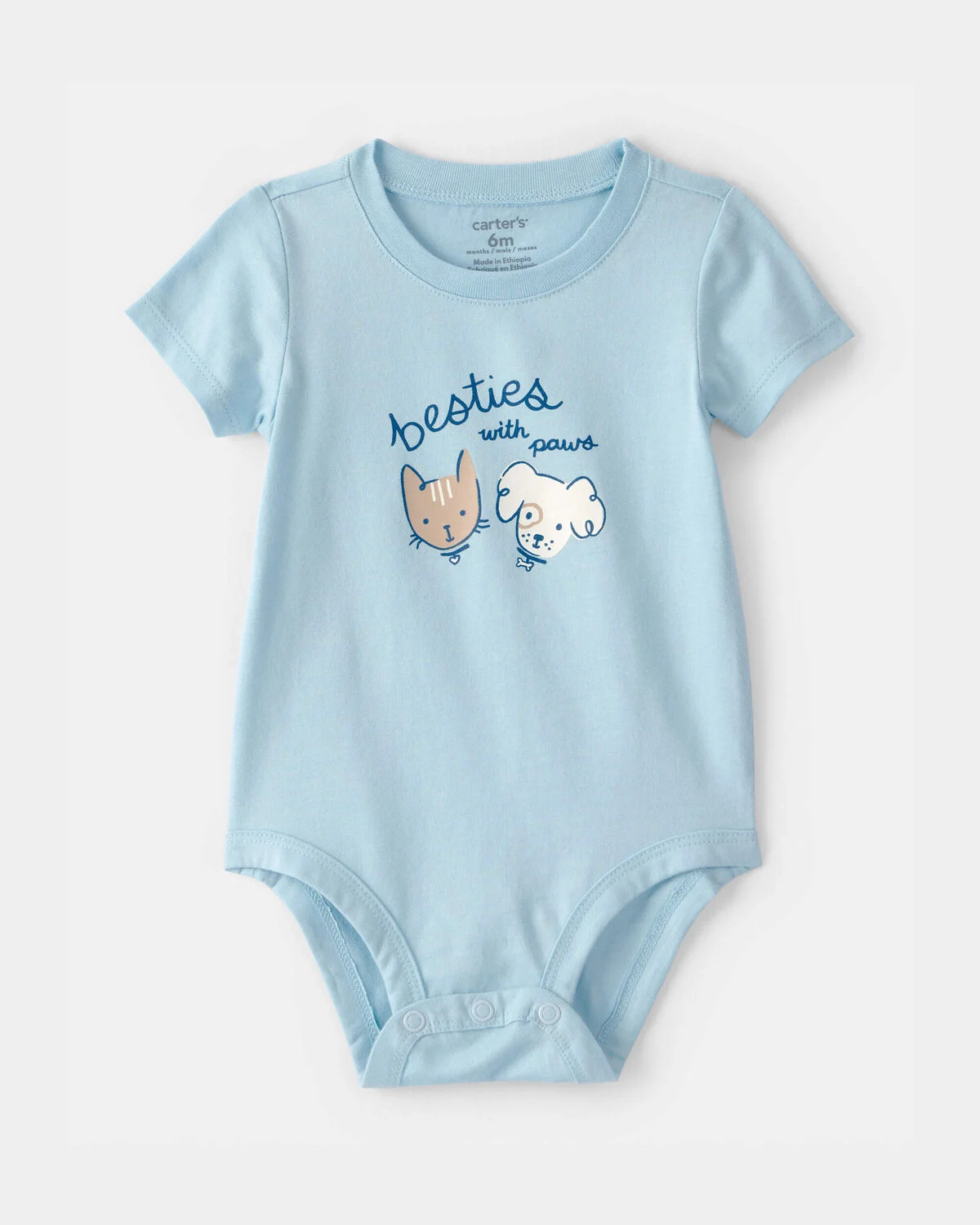 Baby 'Besties With Paws' Graphic Bodysuit - Blue