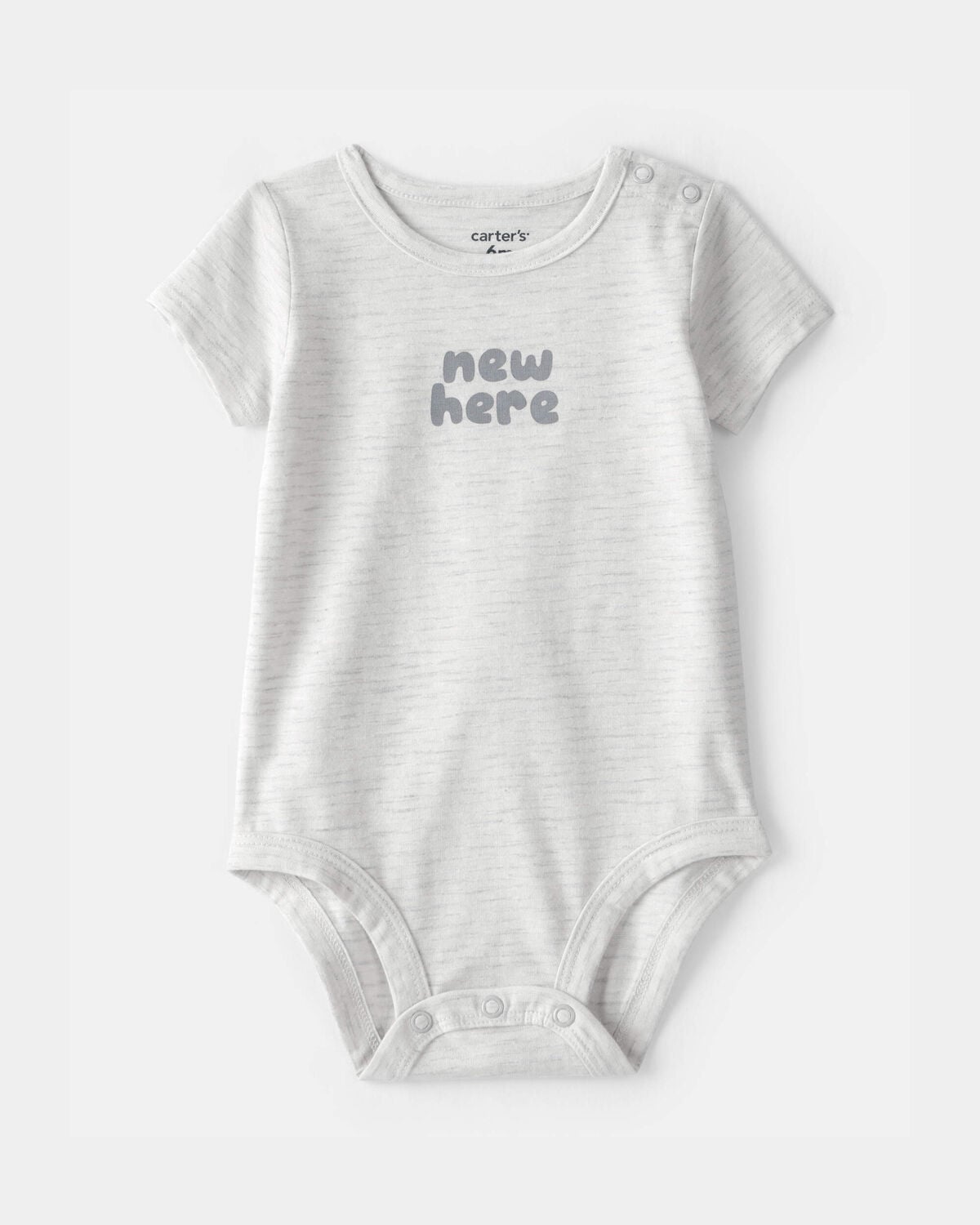 Baby 'New Here' Graphic Bodysuit - Grey