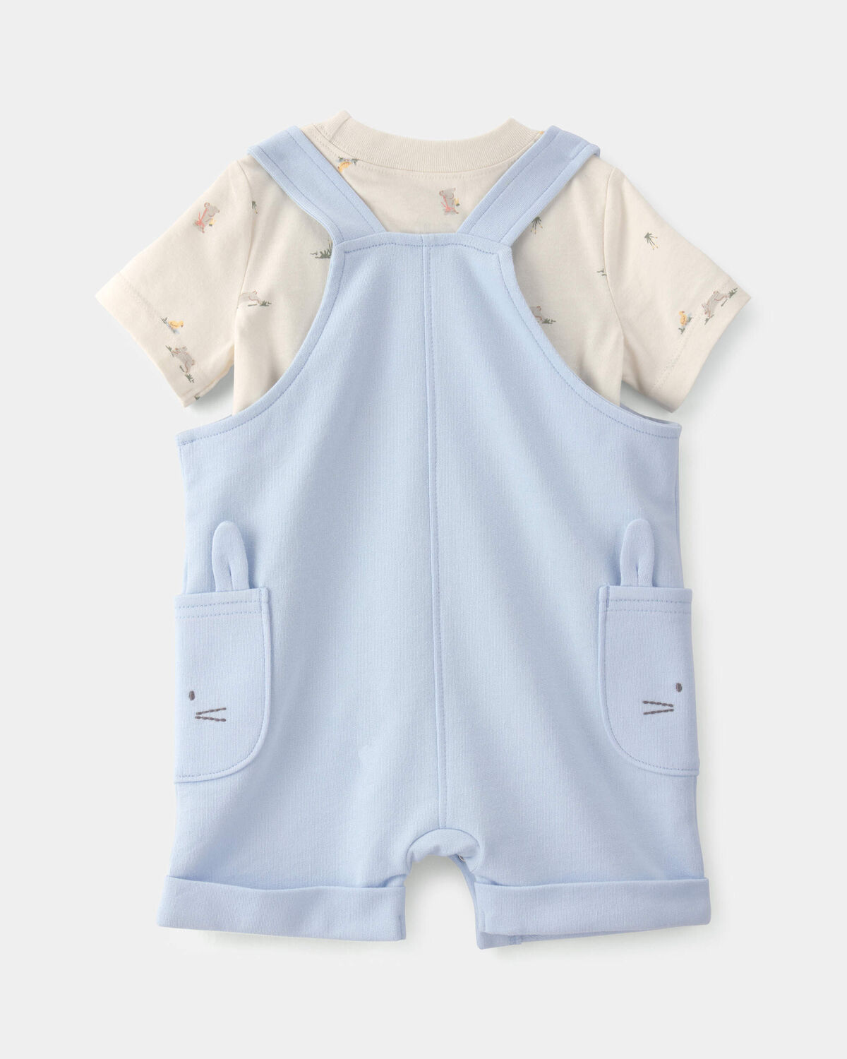 Baby Boy 2-Piece Easter Bunny Shortall Set - Blue/Cream - Image 3