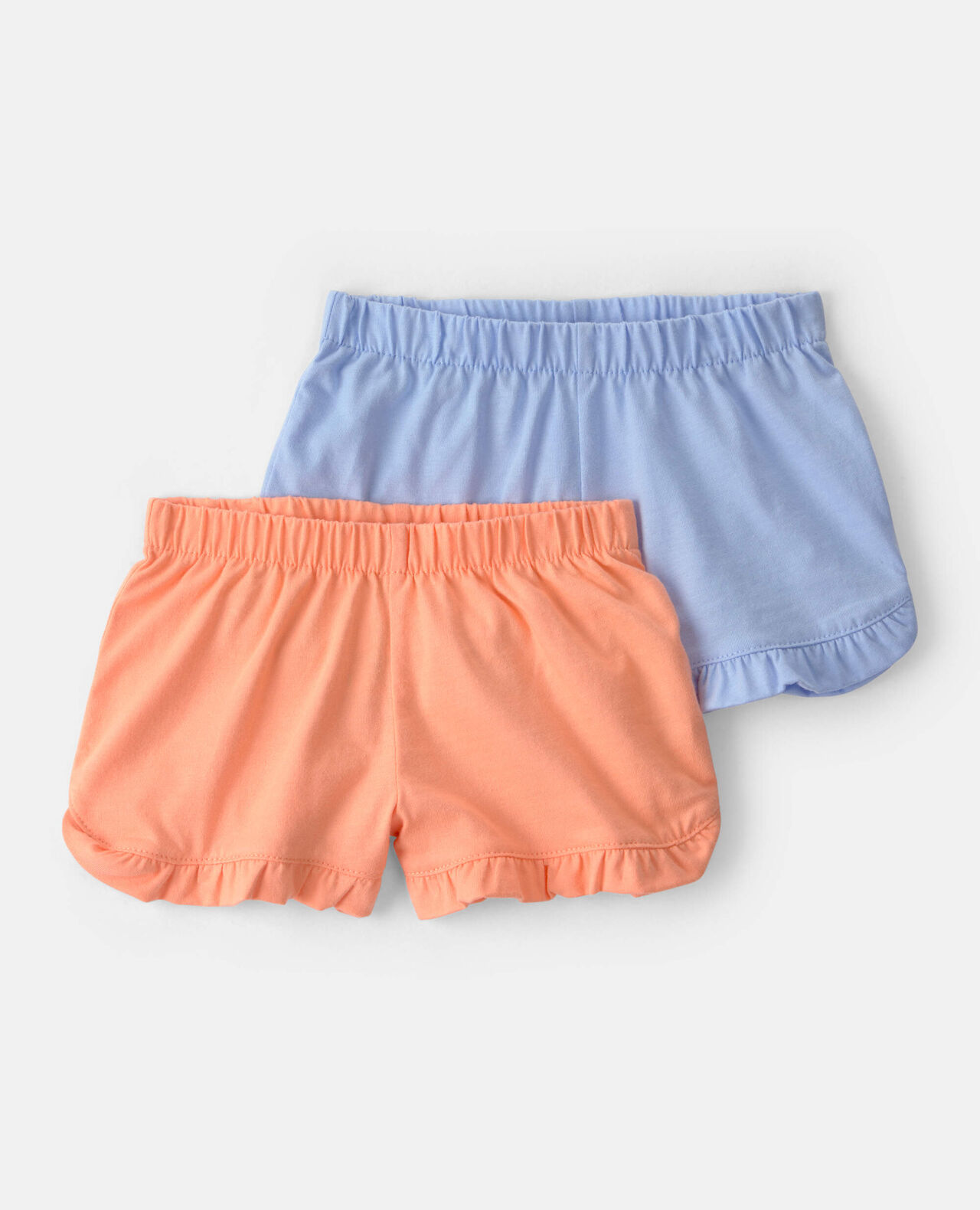 Baby Girl 2-Pack Flutter-Hem Fashion Shorts - Orange/Blue - Image 5