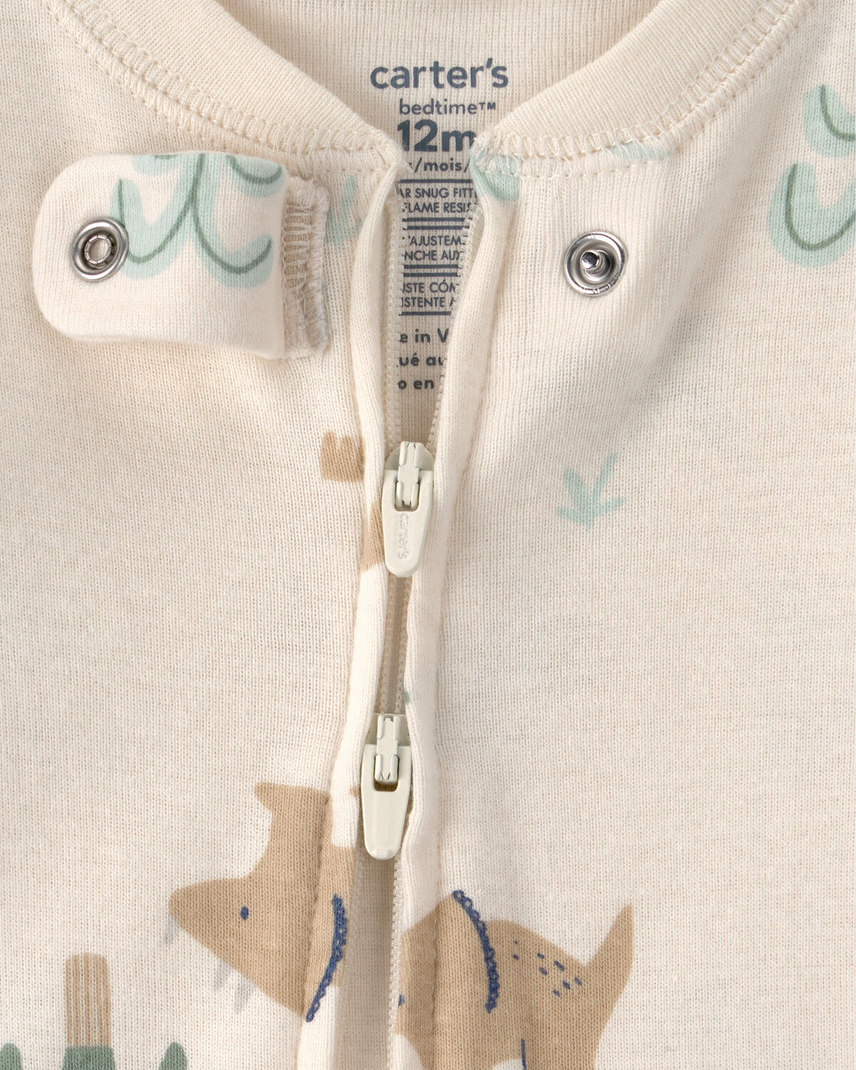 Baby 2-Pack Dinosaur Striped Snug Fit 1-Piece Pajama - Green/Cream - Image 3