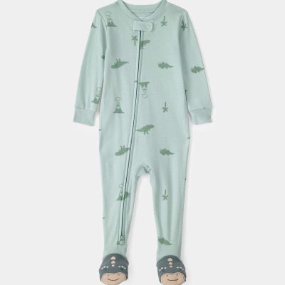 Baby Dinosaur 100% Cotton Snug Fit 1-Piece Pajama - Green