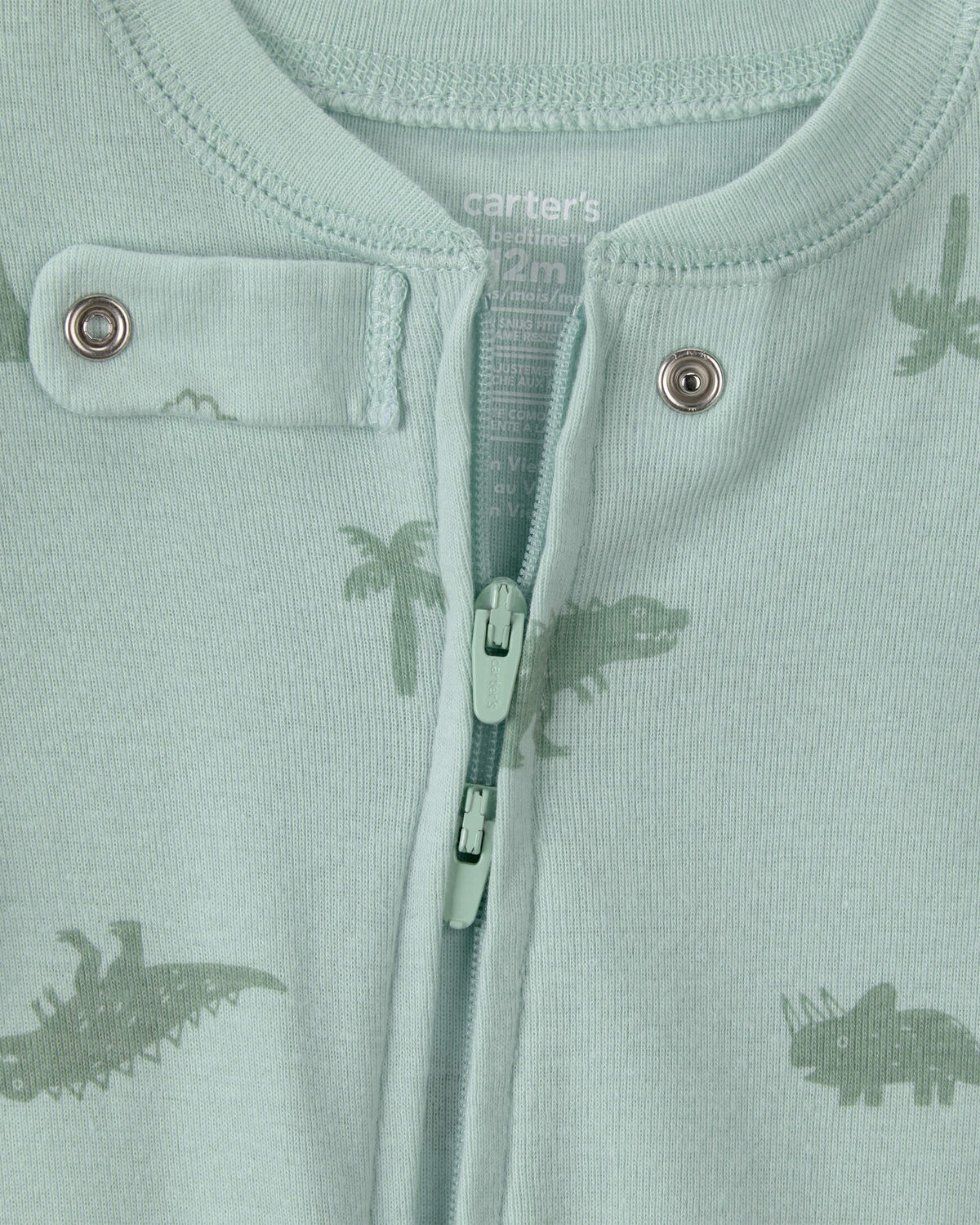 Baby Dinosaur 100% Cotton Snug Fit 1-Piece Pajama - Green - Image 2