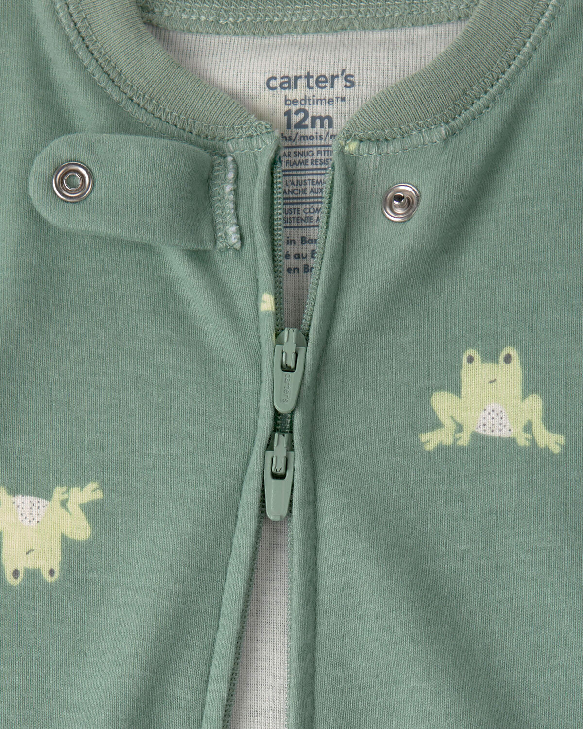 Baby 2-Pack Frog 100% Cotton Snug Fit 1-Piece Pajama - Green/Tan - Image 2