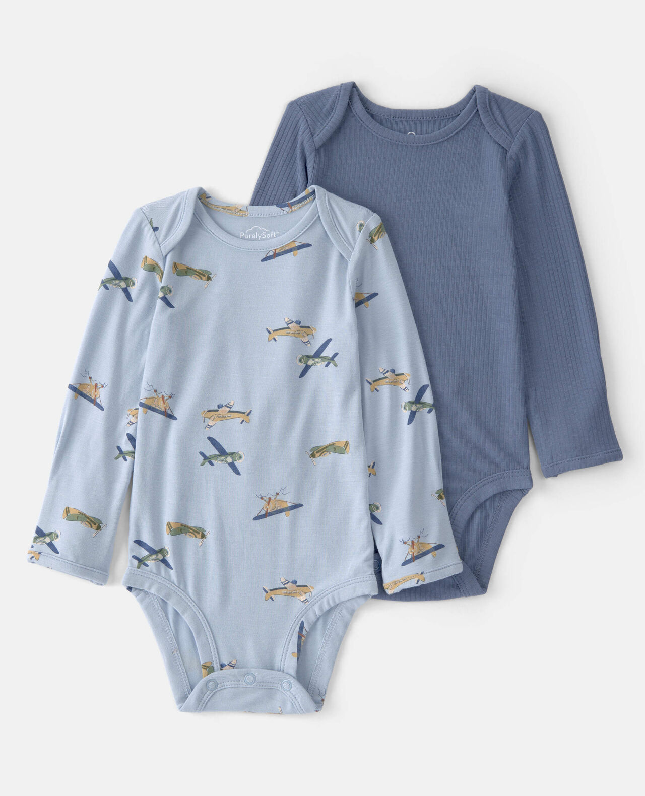 Baby Boy 2-Pack Plane PurelySoft Bodysuits - Blue - Image 5
