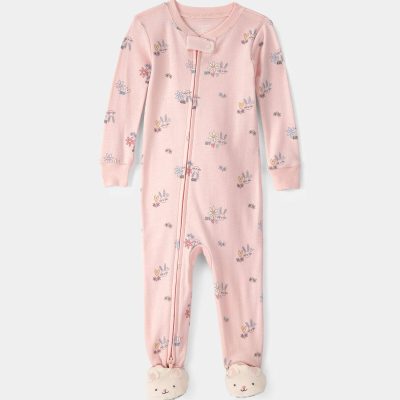Baby Girl Easter Bunny 100% Cotton Snug Fit 1-Piece Pajama - Pink